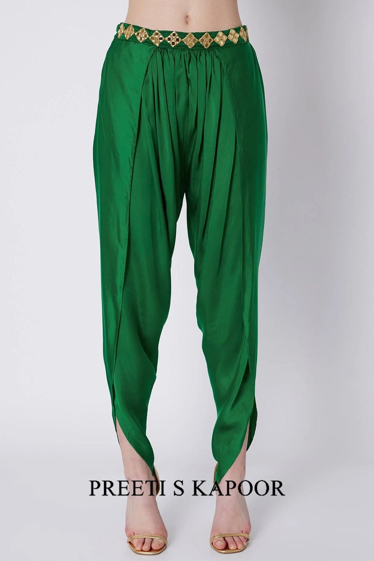 Green & Blue Embroidered Dhoti Set - Preeti S Kapoor