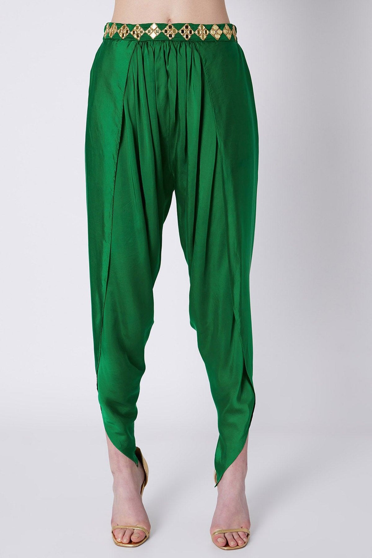 Green & Red Embroidered Dhoti Set - Preeti s kapoor