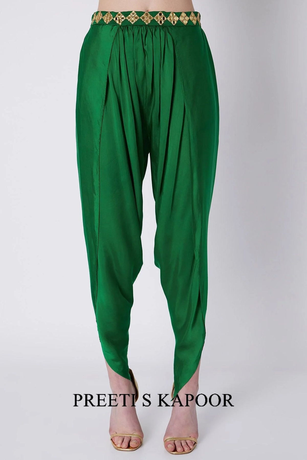 Green & Purple Gold Embroidered Dhoti Set - Preeti S Kapoor