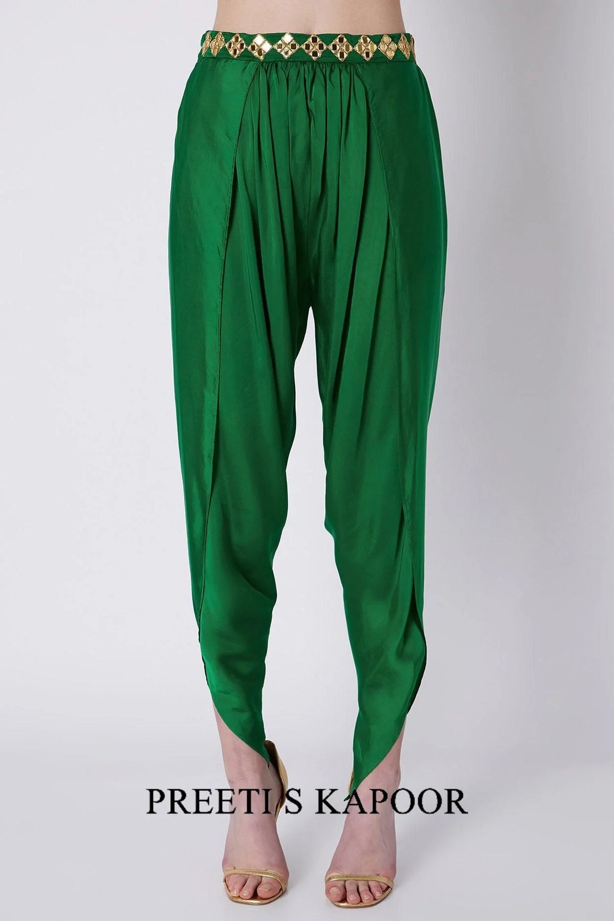 Green & Blue Mirrors Embroidered Dhoti Set - Preeti S Kapoor