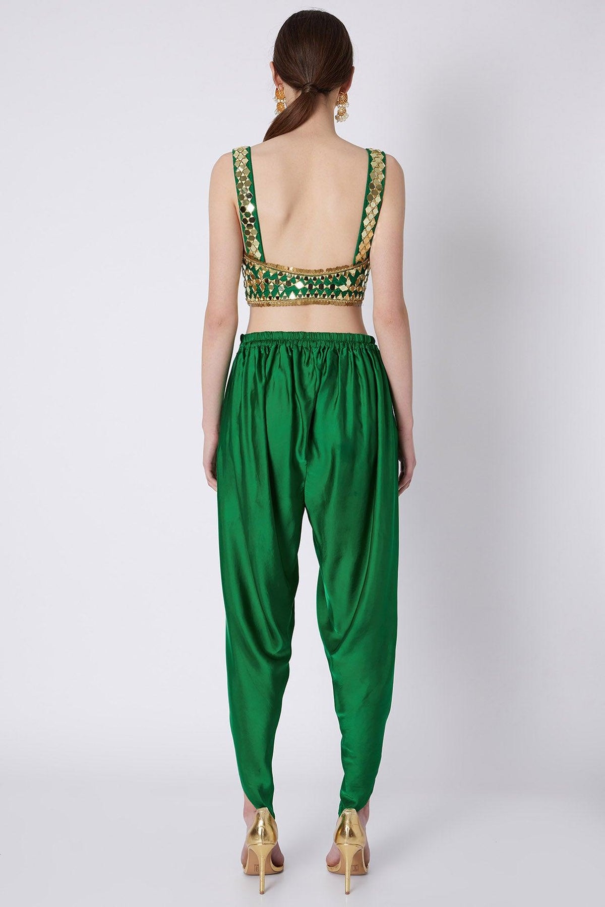 Green & Fuchsia Embroidered Dhoti Set - Preeti s kapoor