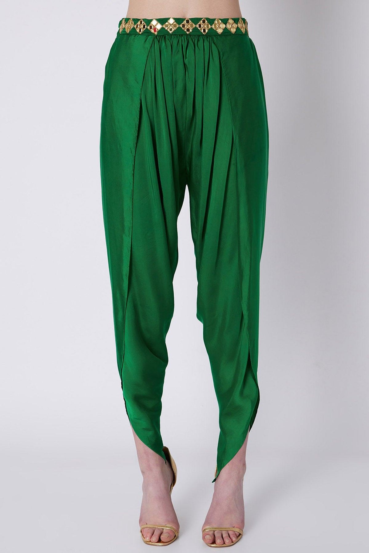 Green & Fuchsia Embroidered Dhoti Set - Preeti s kapoor