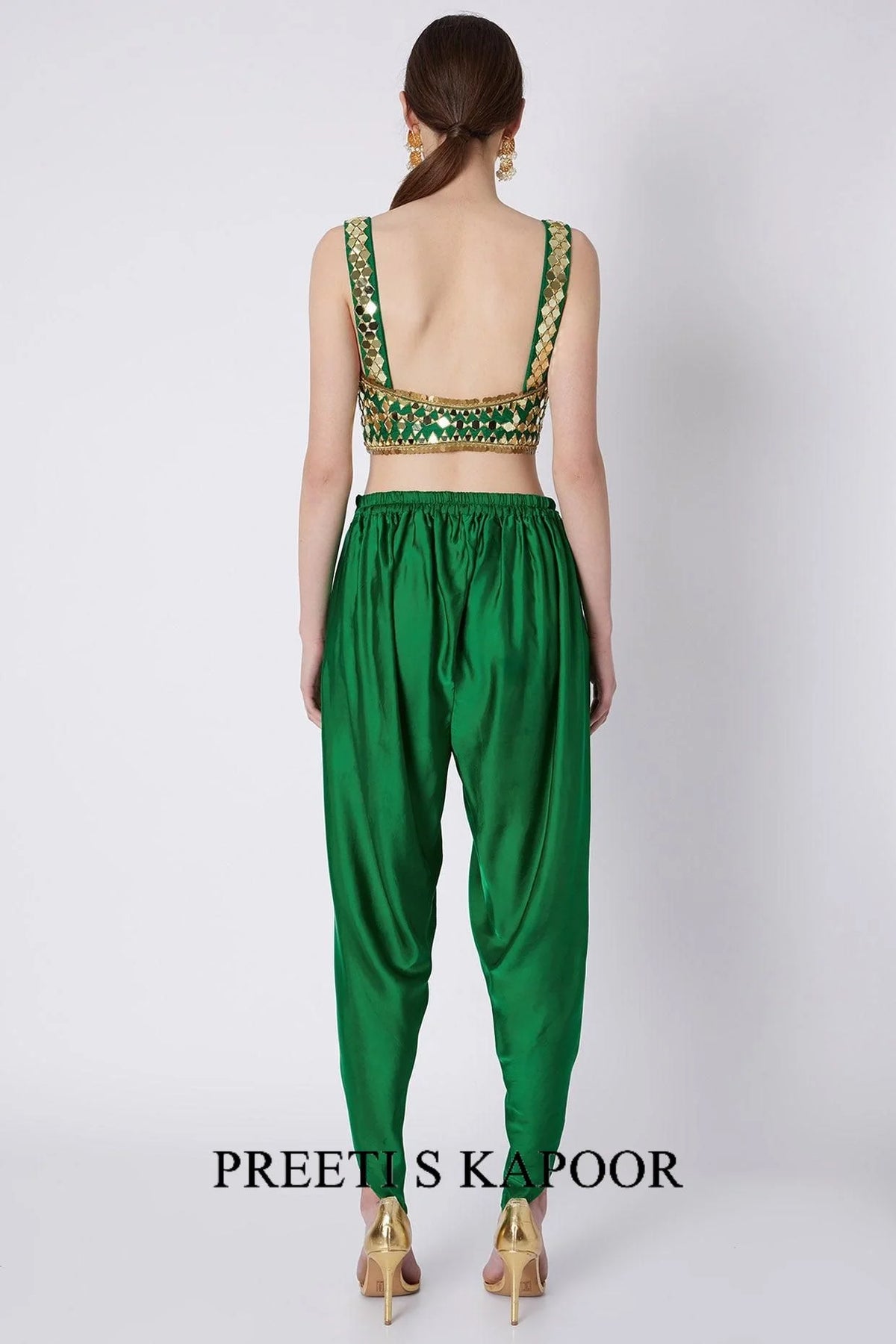 Green & Fuchsia Embroidered Dhoti Set - Preeti S Kapoor