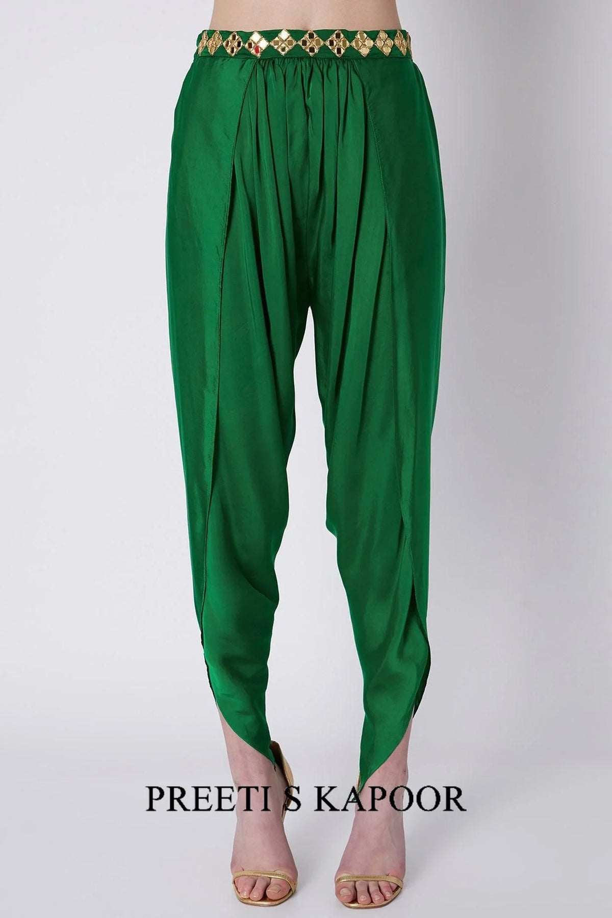 Green & Fuchsia Embroidered Dhoti Set - Preeti S Kapoor