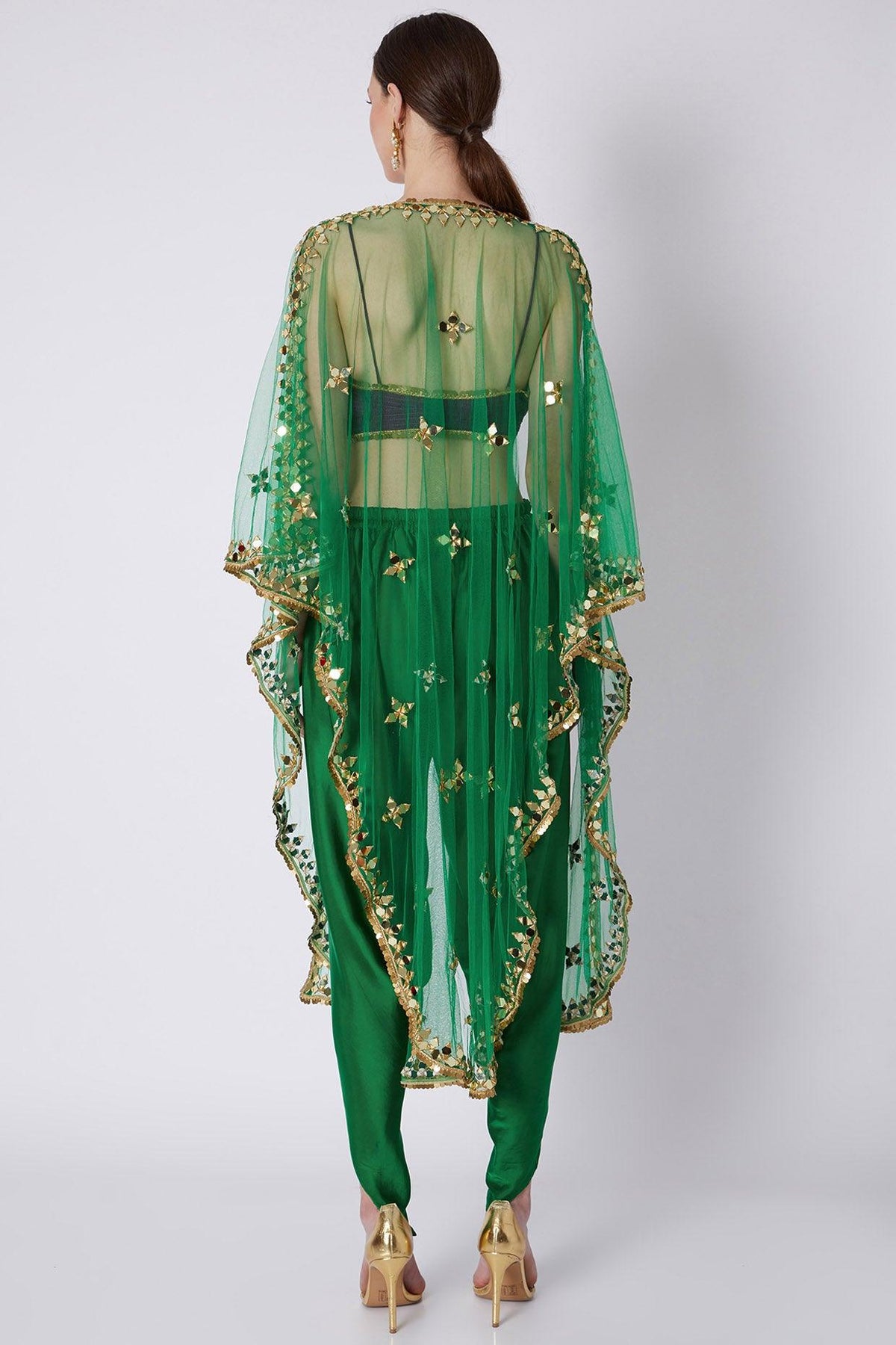 Green & Purple Embroidered Dhoti Set - Preeti s kapoor