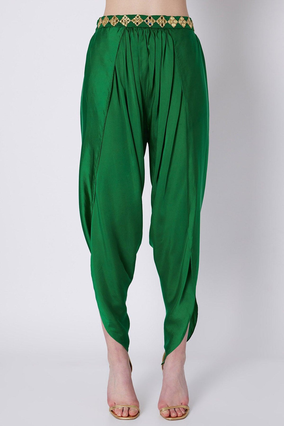 Green & Purple Embroidered Dhoti Set - Preeti s kapoor