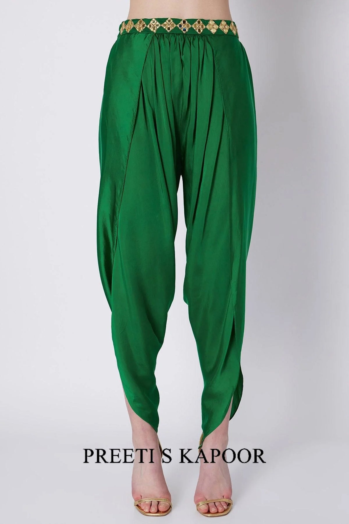 Green & Purple Embroidered Dhoti Set - Preeti S Kapoor