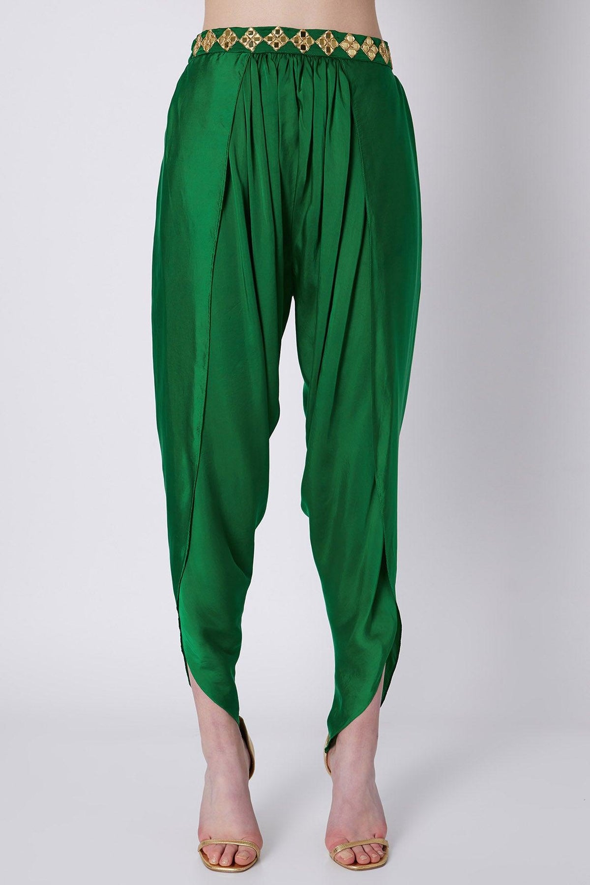 Red & Green Embroidered Dhoti Set - Preeti s kapoor