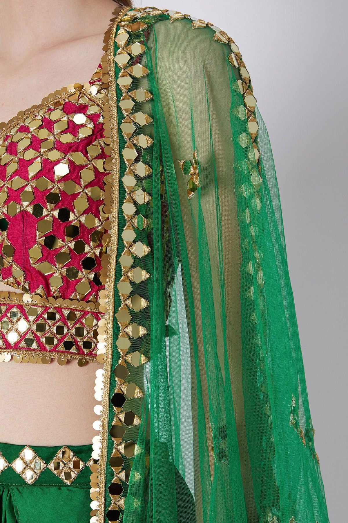 Red & Green Embroidered Dhoti Set - Preeti s kapoor