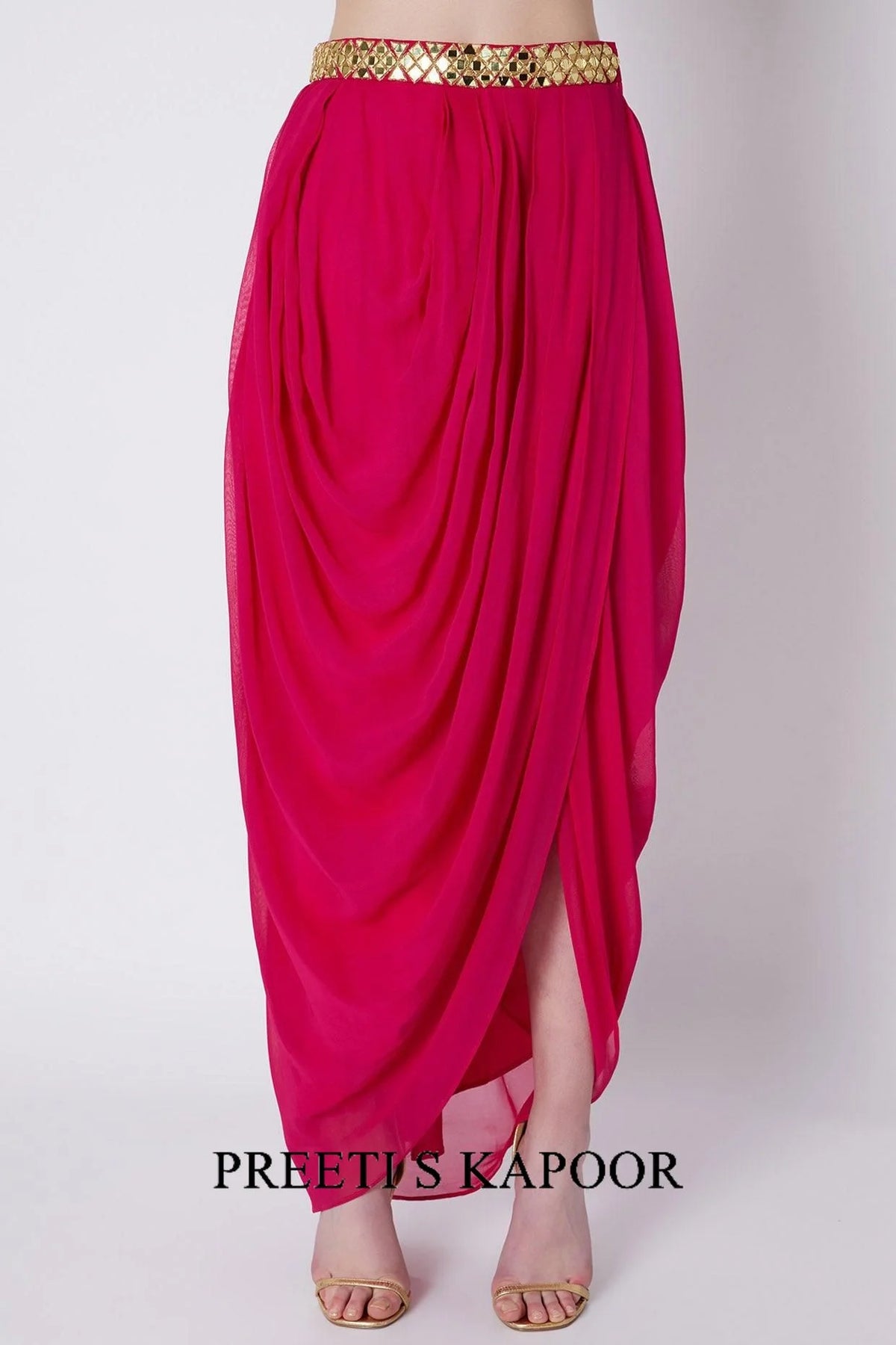Fuchsia & Blue Mirrors Embroidered Skirt Set - Preeti S Kapoor