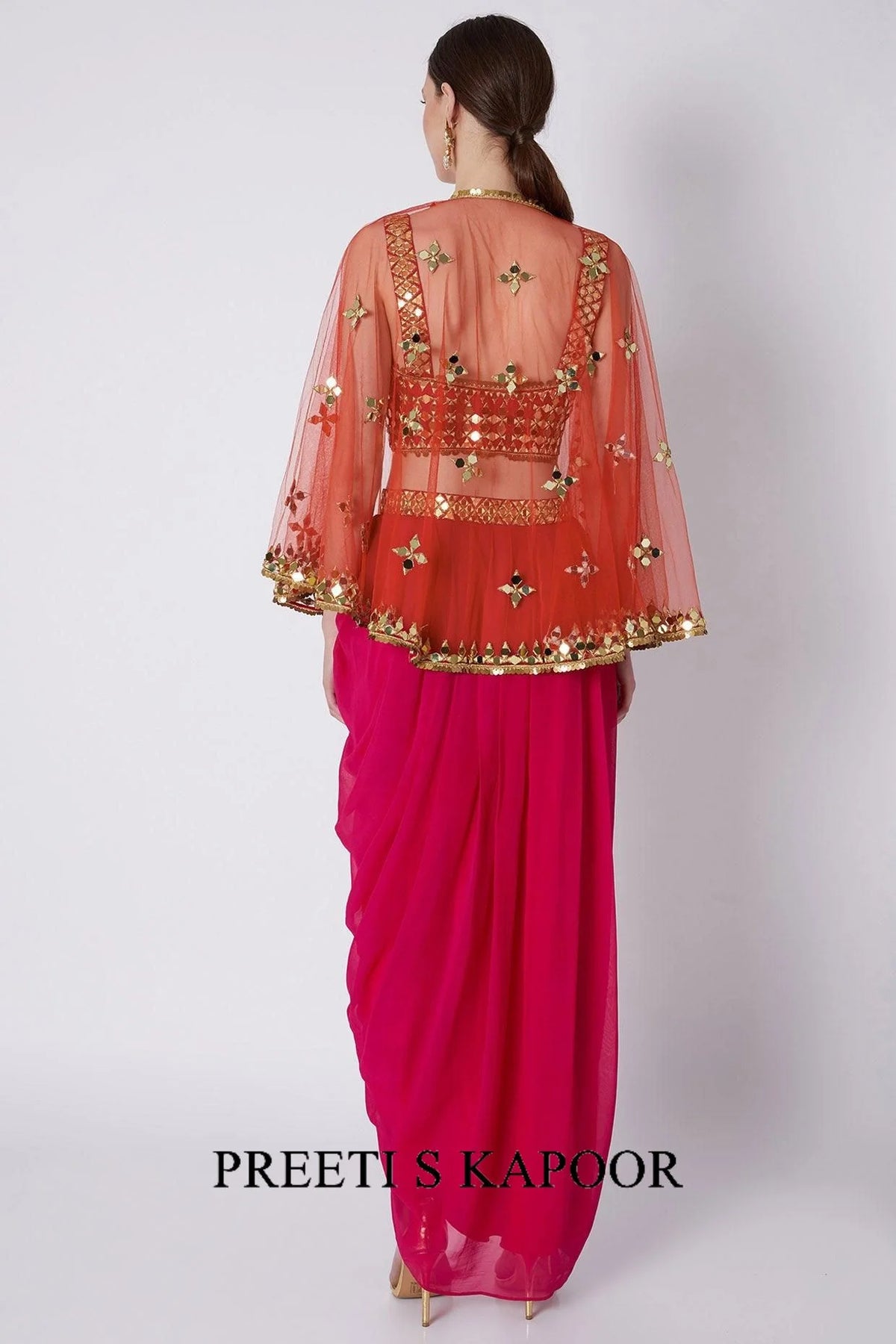 Fuchsia Mirrors Embroidered Dhoti Set - Preeti S Kapoor