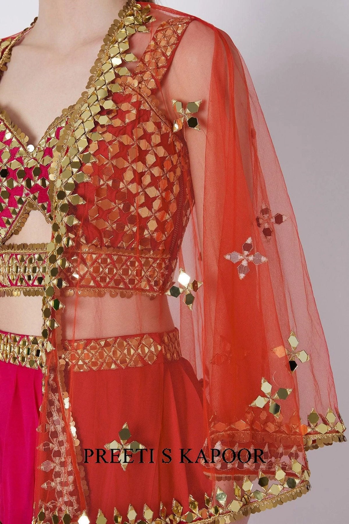 Fuchsia Mirrors Embroidered Dhoti Set - Preeti S Kapoor