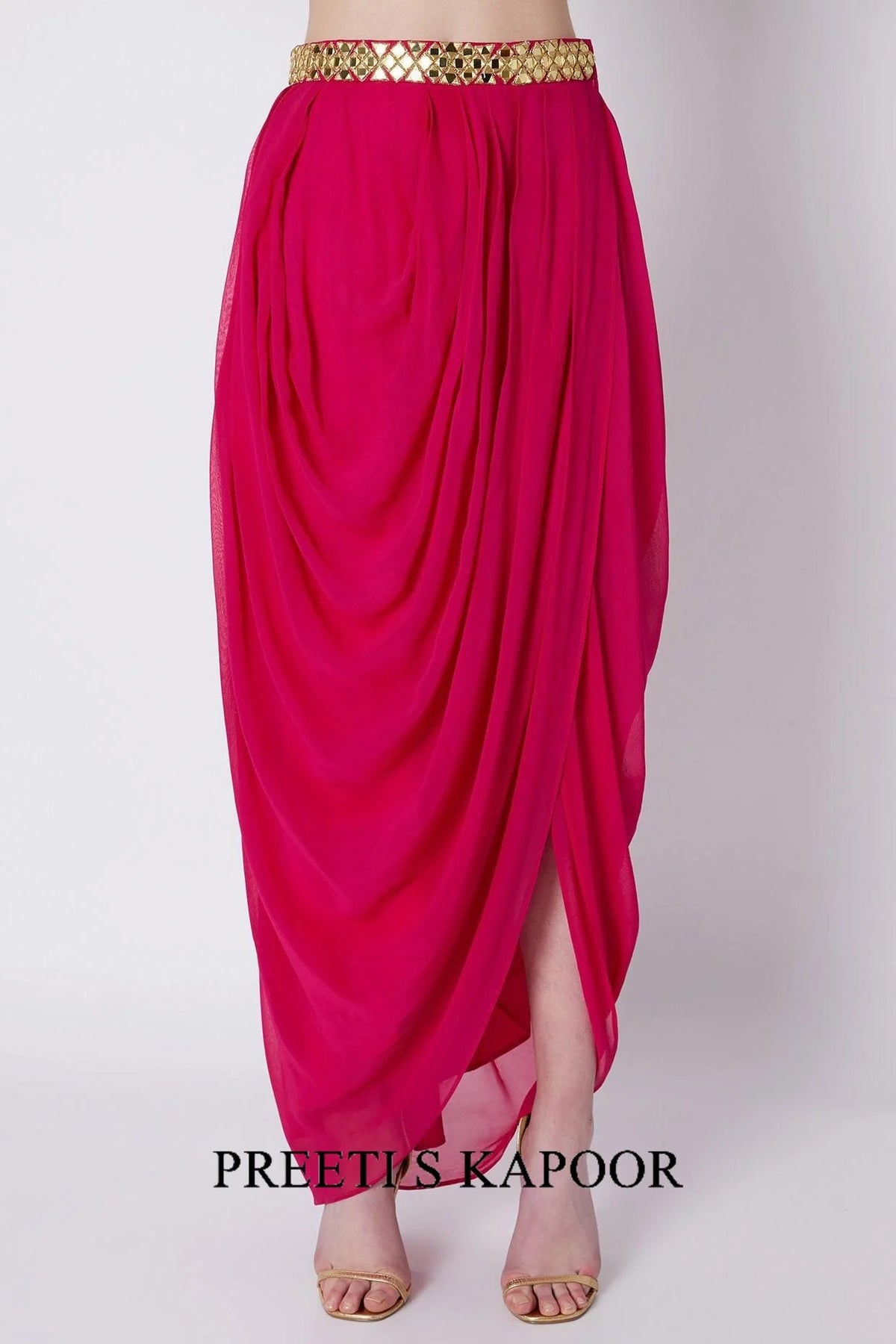 Fuchsia Mirrors Embroidered Dhoti Set - Preeti S Kapoor