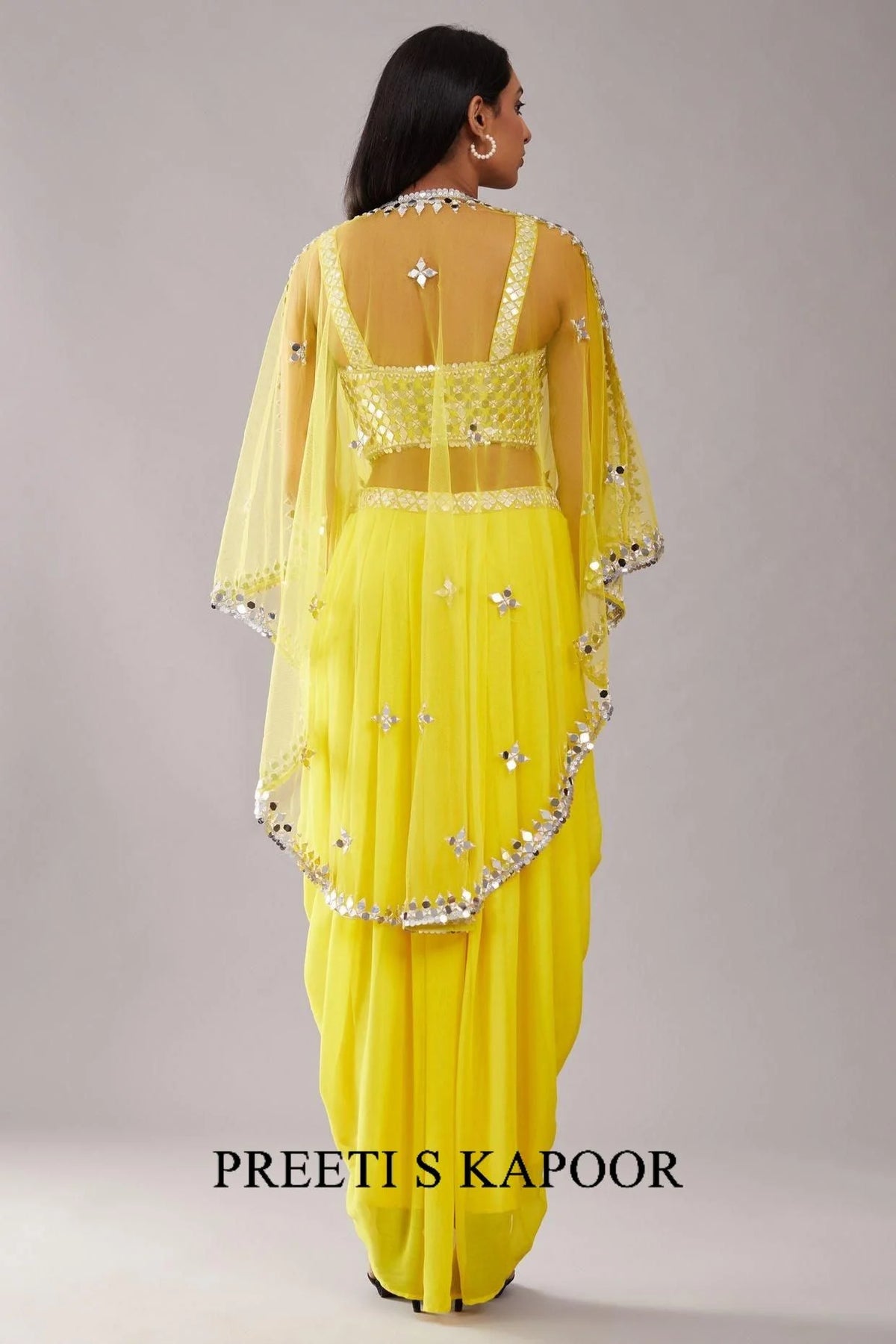 Yellow Mirror Cape Set - Preeti S Kapoor