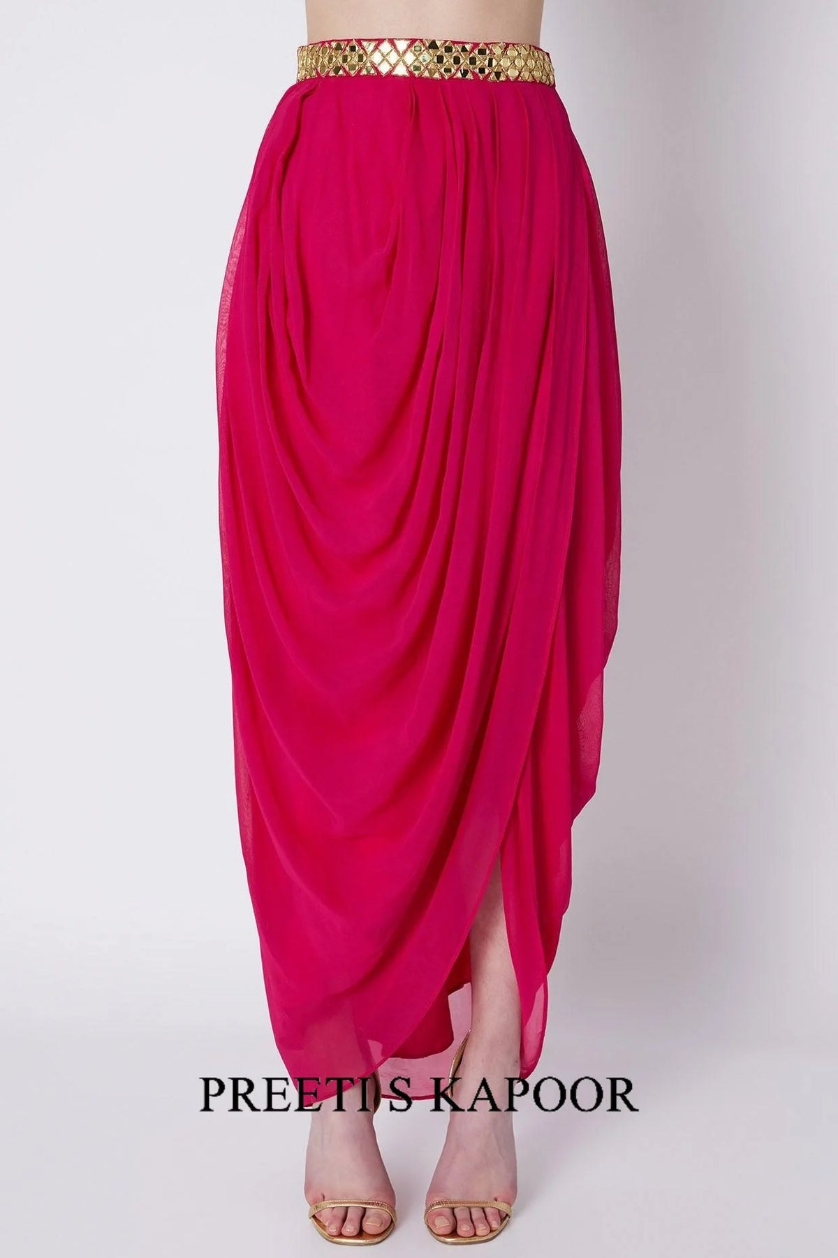 Fuchsia & Blue Embroidered Skirt Set - Preeti S Kapoor