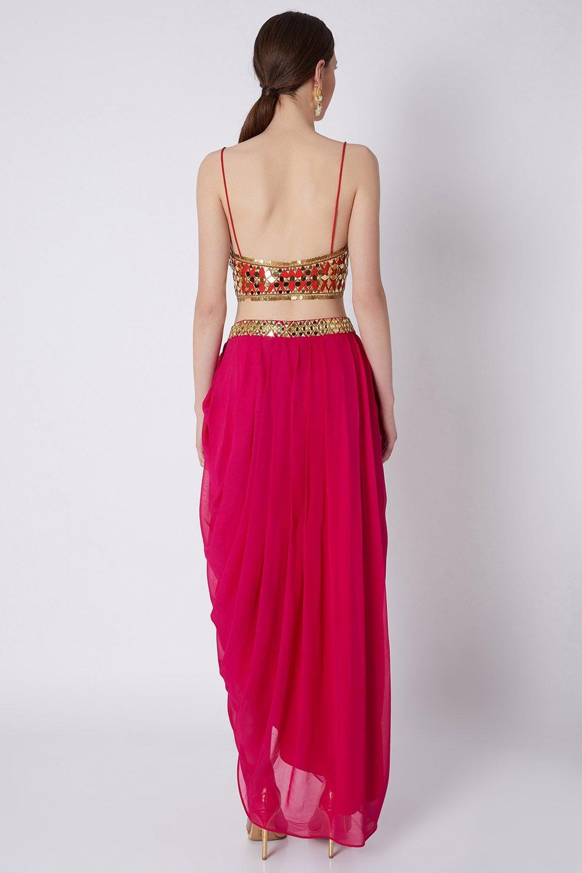 Fuchsia Embroidered Skirt Set - Preeti s kapoor