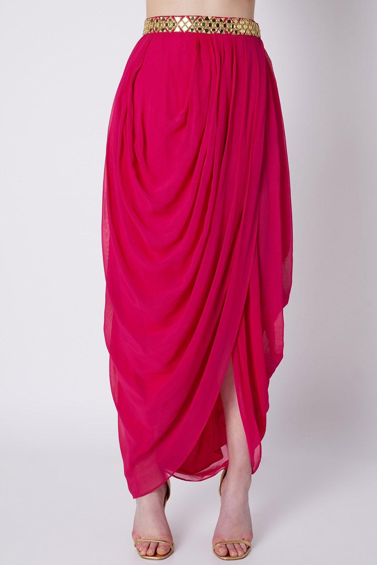 Fuchsia Embroidered Skirt Set - Preeti s kapoor