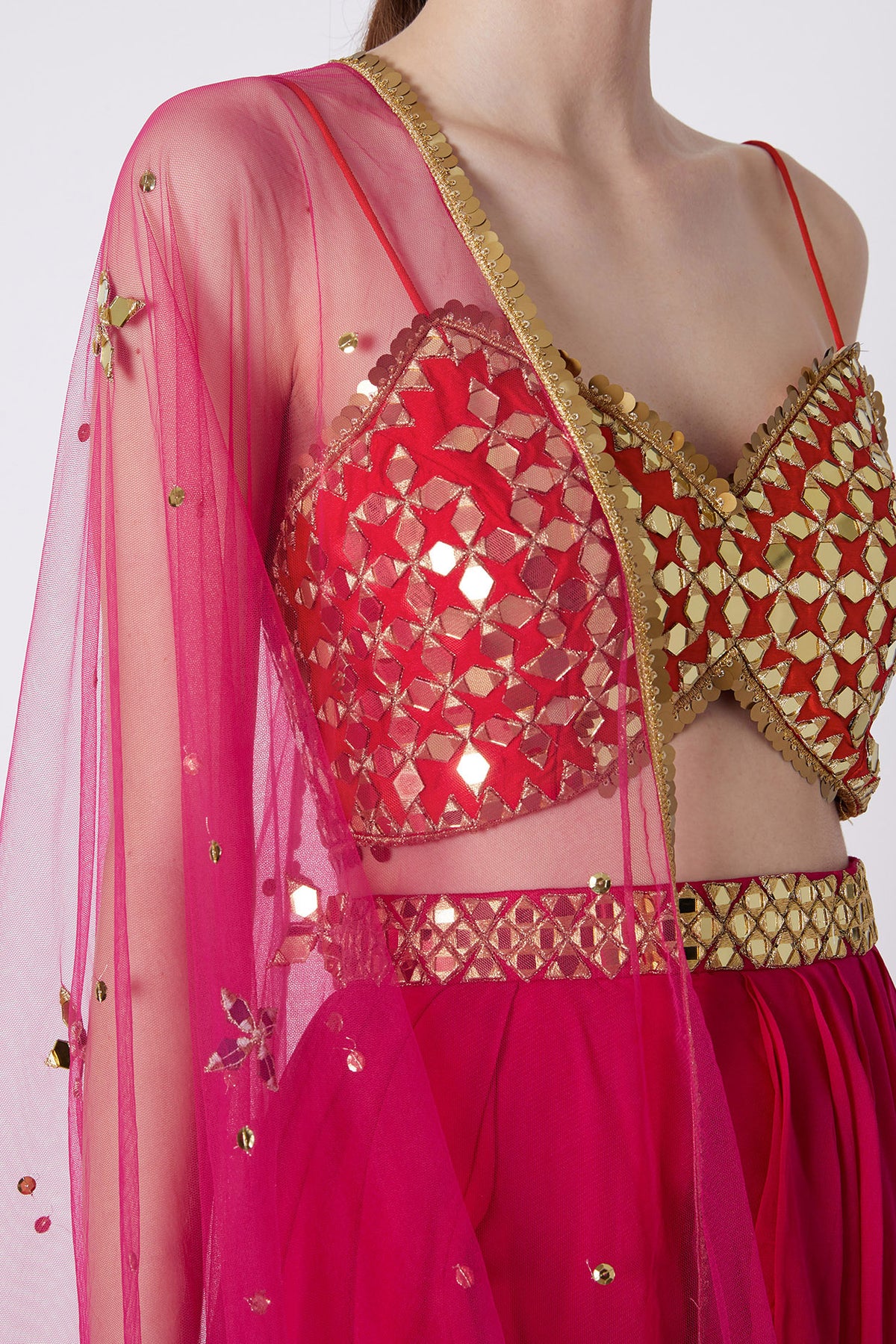 Fuchsia Embroidered Skirt Set - Preeti s kapoor