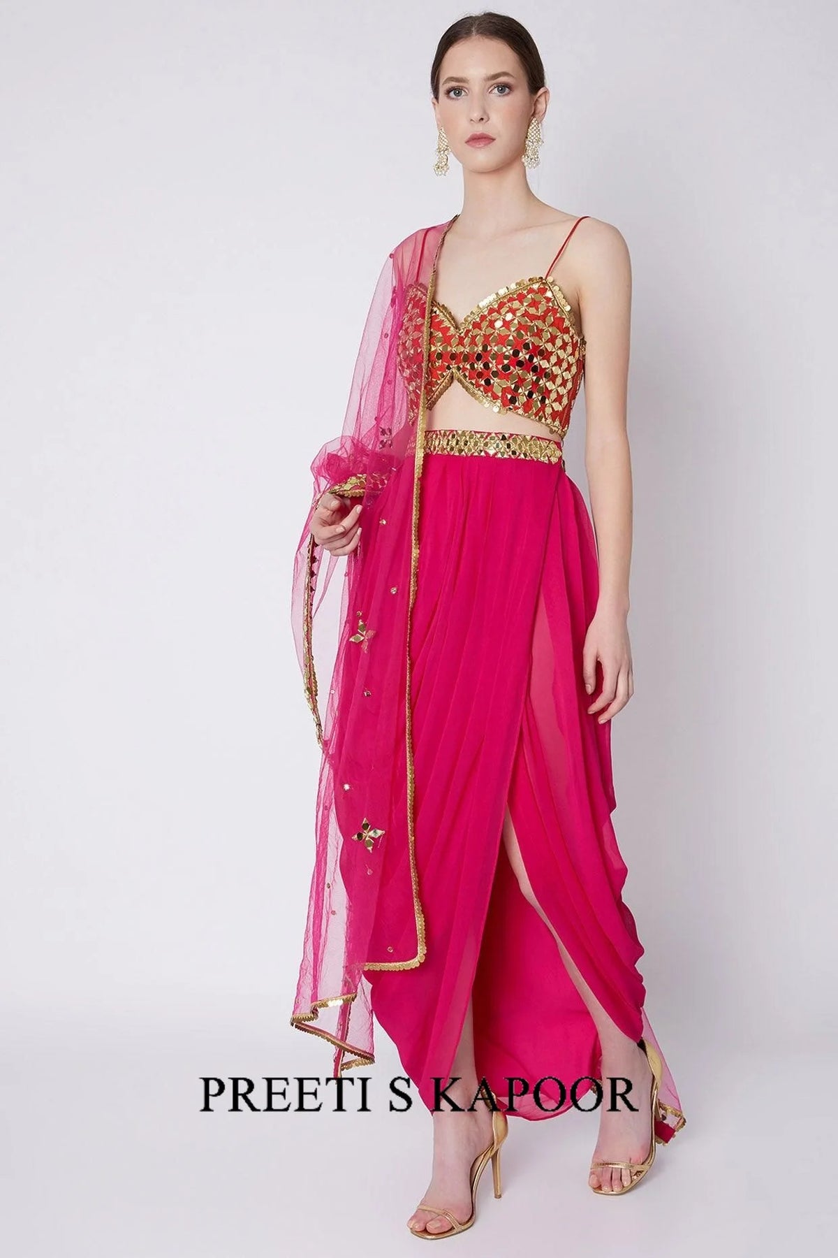 Fuchsia Embroidered Skirt Set - Preeti S Kapoor