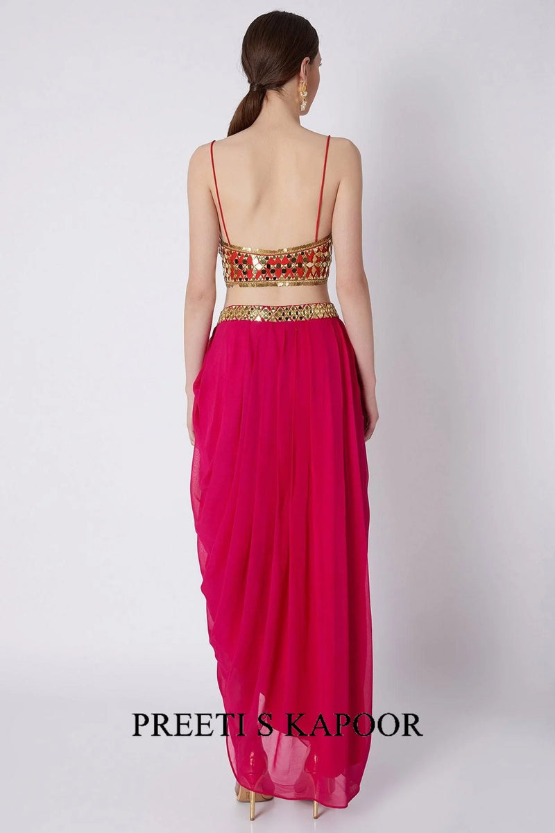 Fuchsia Embroidered Skirt Set - Preeti S Kapoor