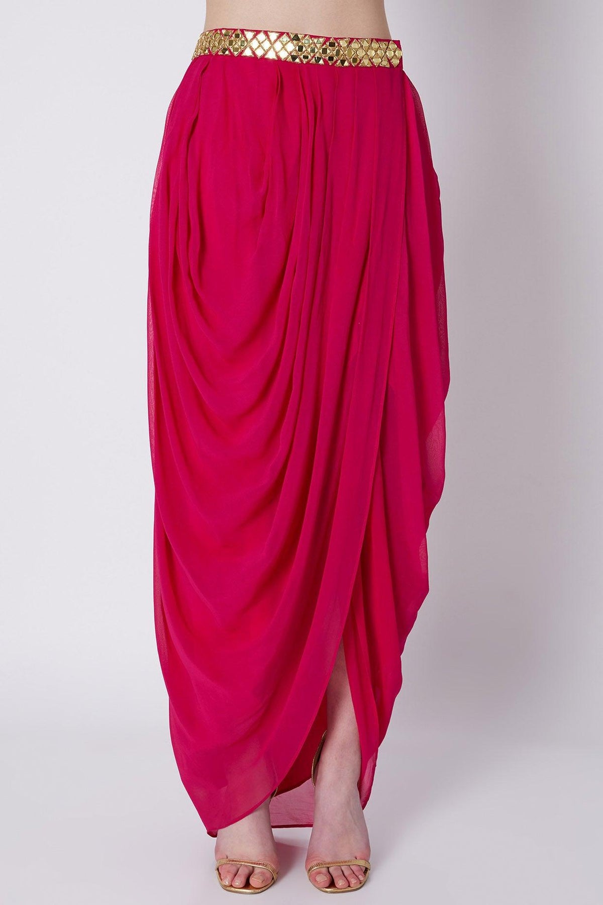Fuchsia & Purple Mirrors Embroidered Skirt Set - Preeti s kapoor