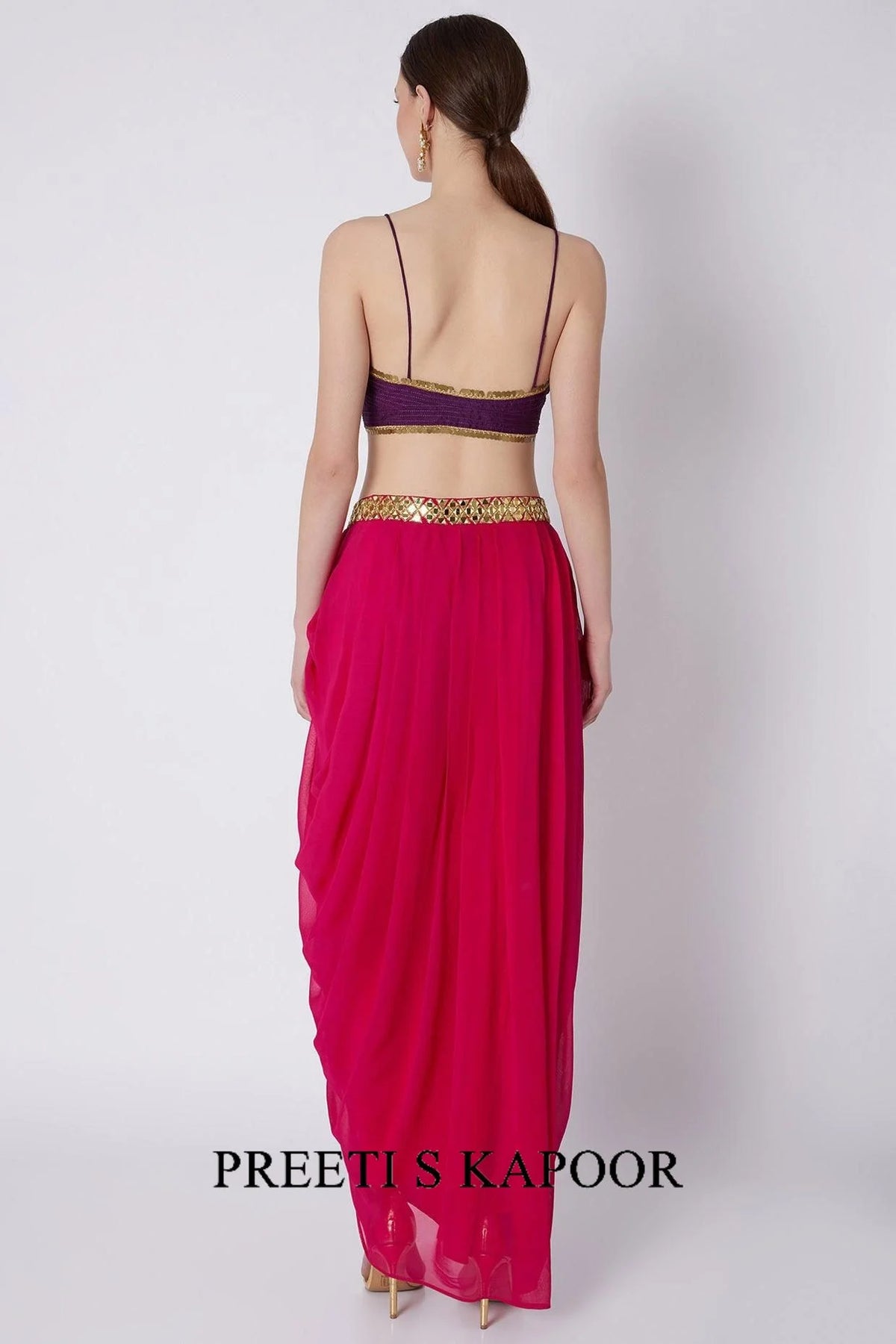 Fuchsia & Purple Mirrors Embroidered Skirt Set - Preeti S Kapoor