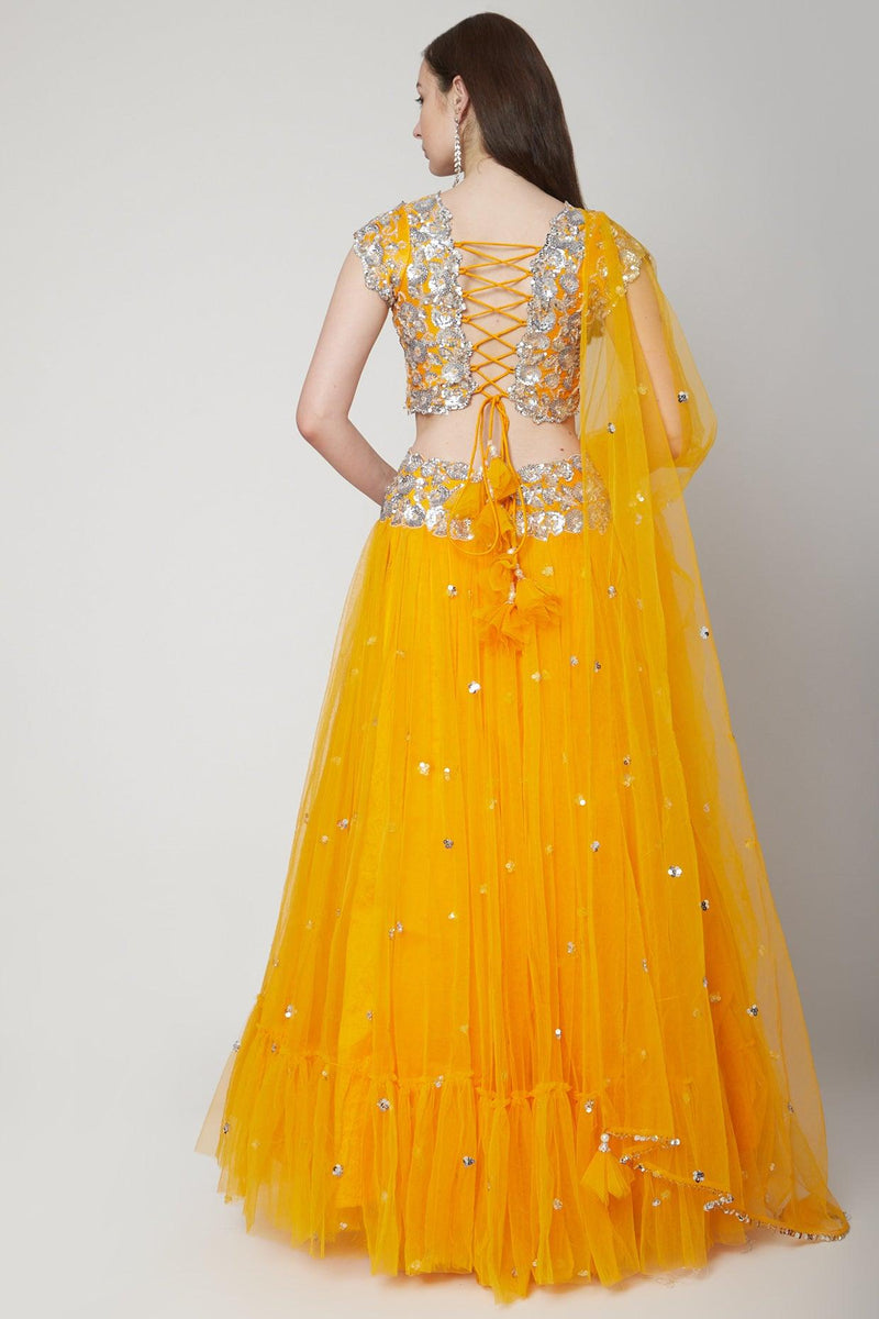 Orange Sequins Embroidered Lehenga - Preeti s kapoor
