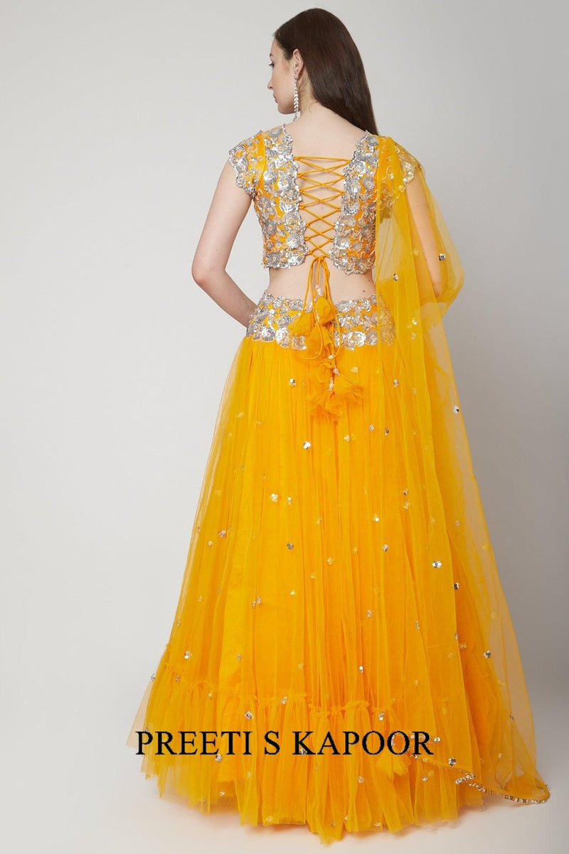 Orange Sequins Embroidered Lehenga - Preeti s kapoor