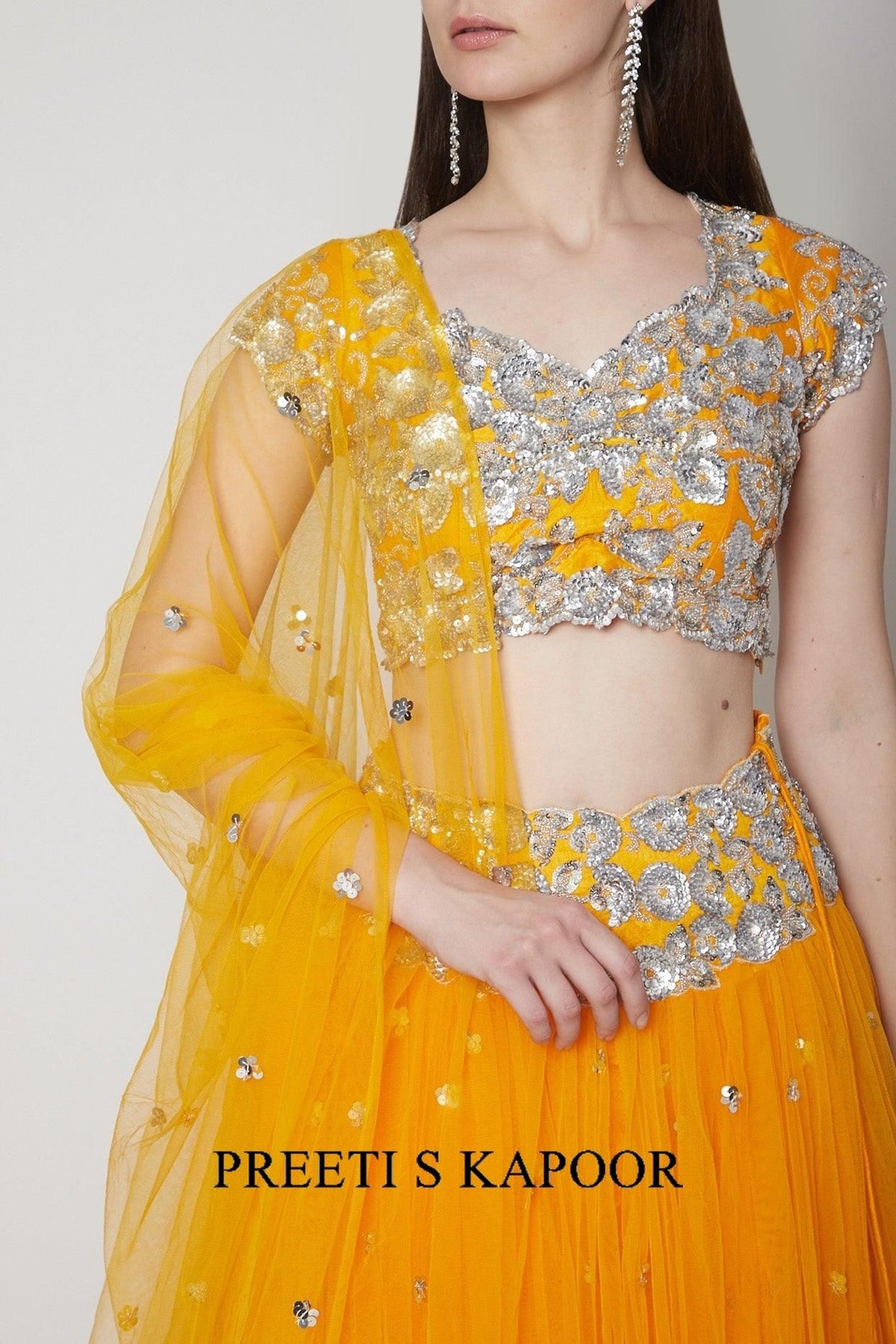Orange Sequins Embroidered Lehenga - Preeti s kapoor