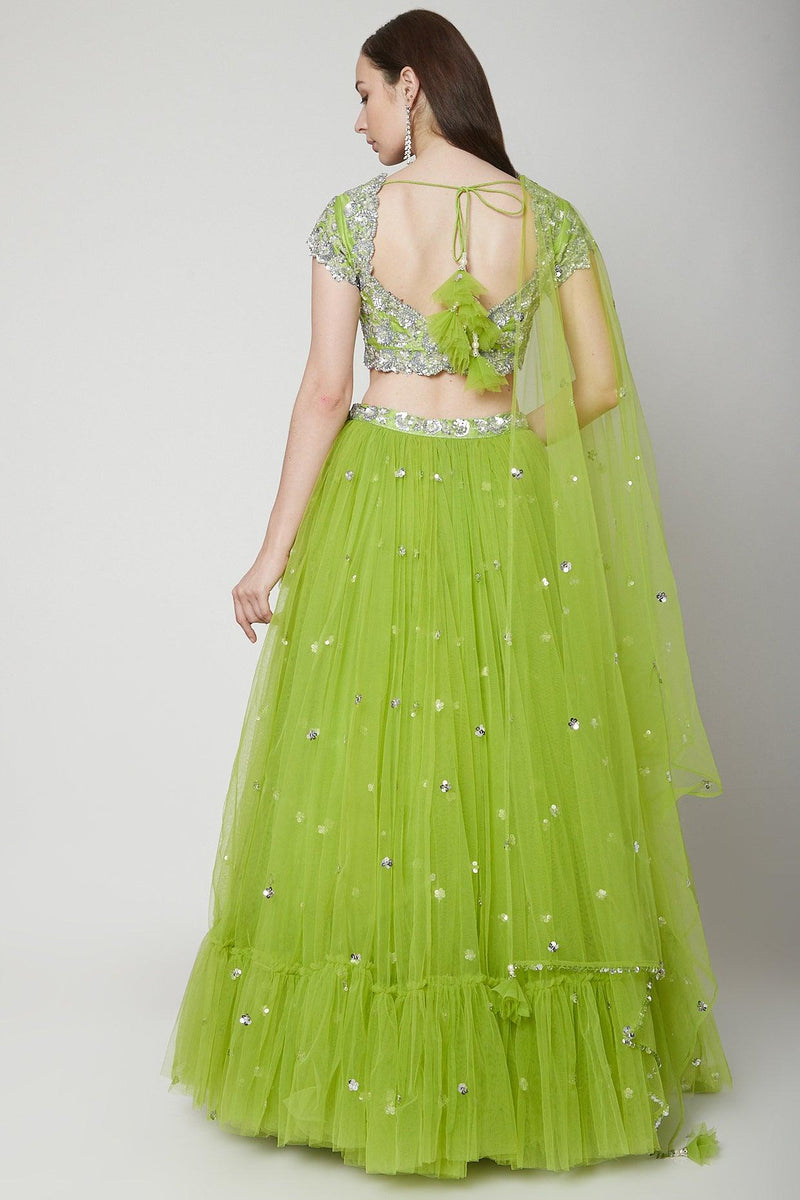 Olive Green Embroidered Lehenga Set - Preeti s kapoor
