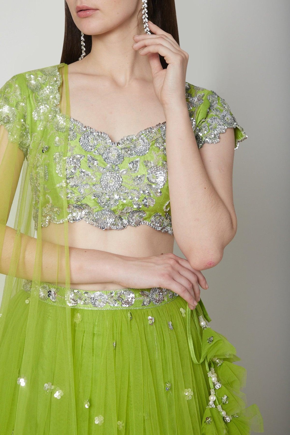 Olive Green Embroidered Lehenga Set - Preeti s kapoor