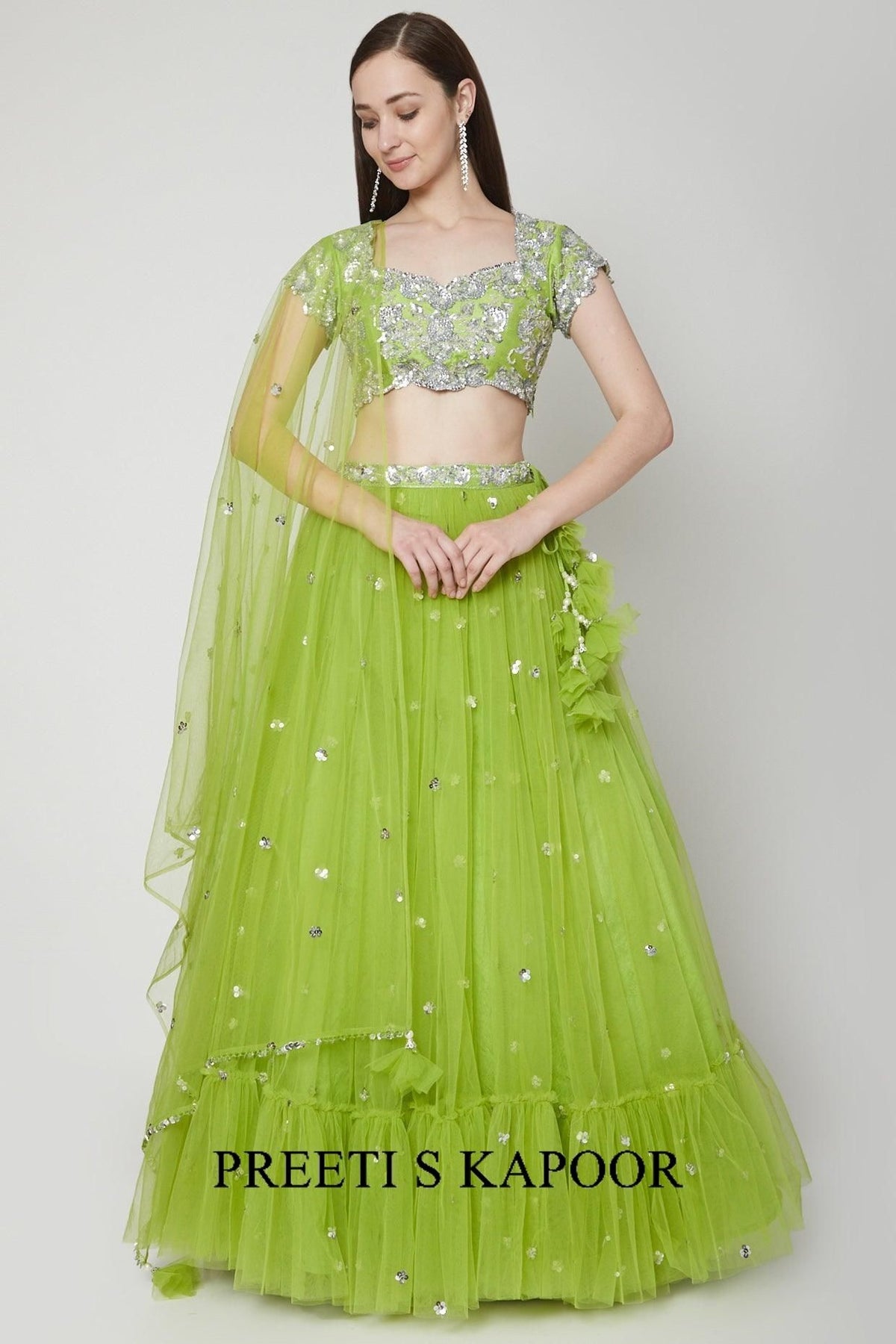 Olive Green Embroidered Lehenga Set - Preeti s kapoor