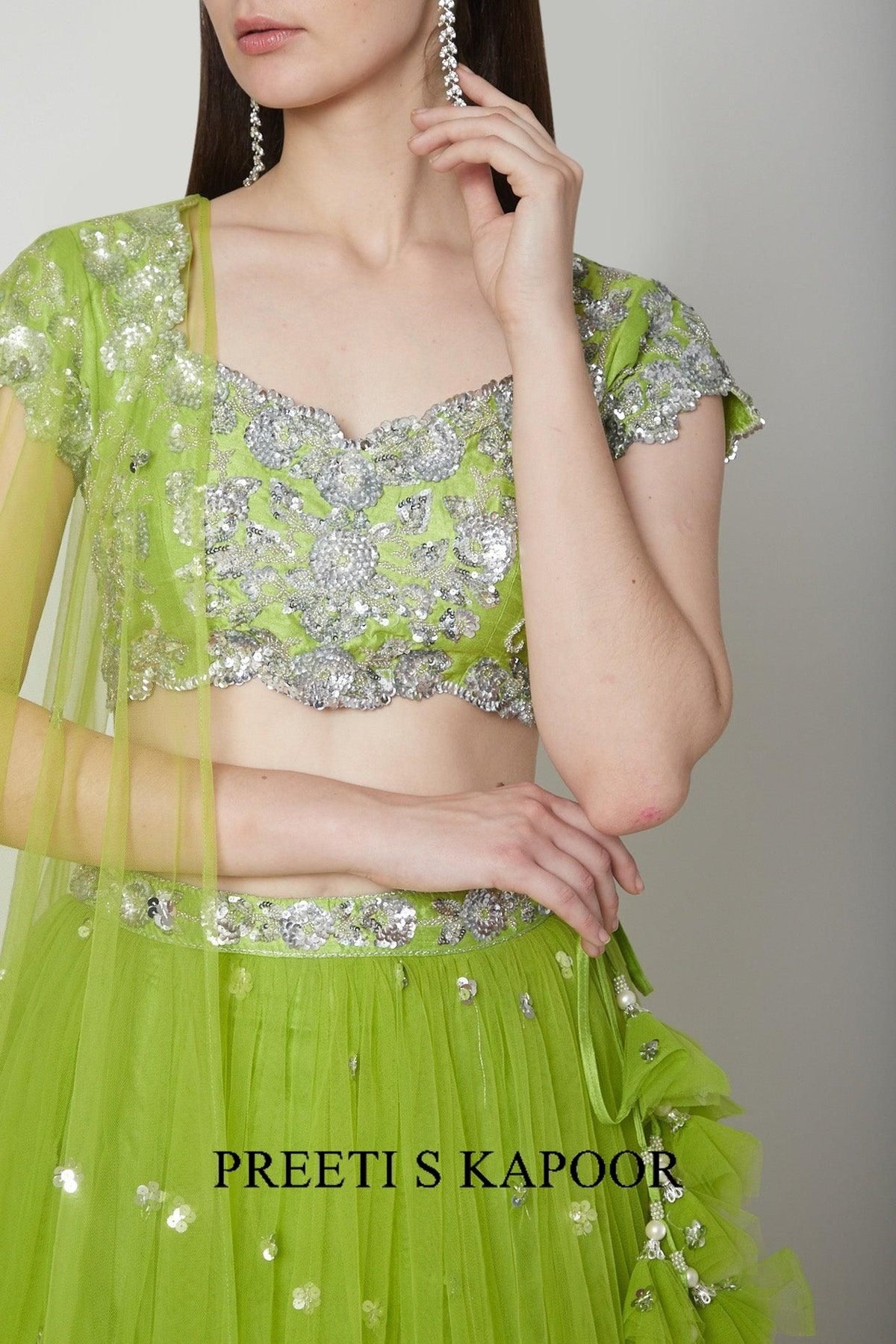 Olive Green Embroidered Lehenga Set - Preeti s kapoor