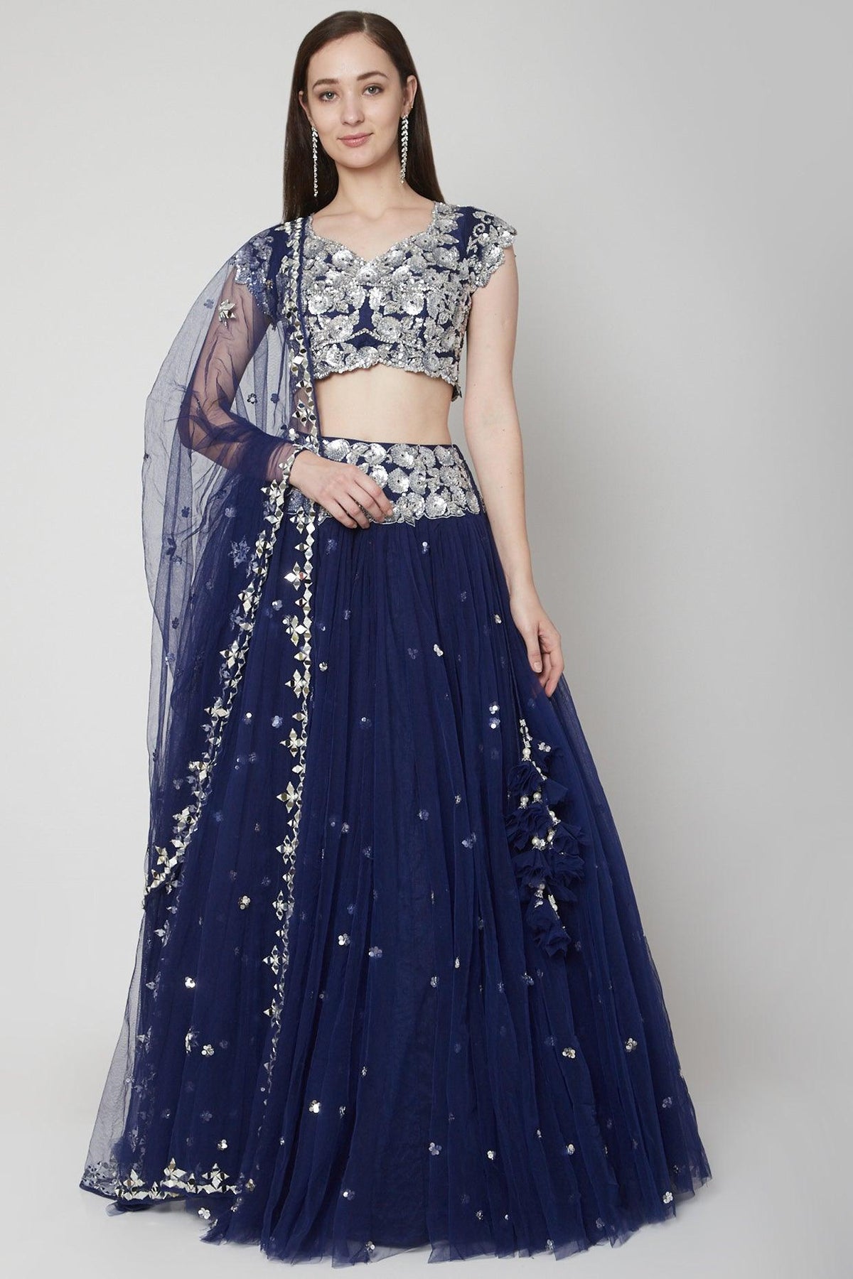 Midnight Blue Embroidered Lehenga Set - Preeti s kapoor