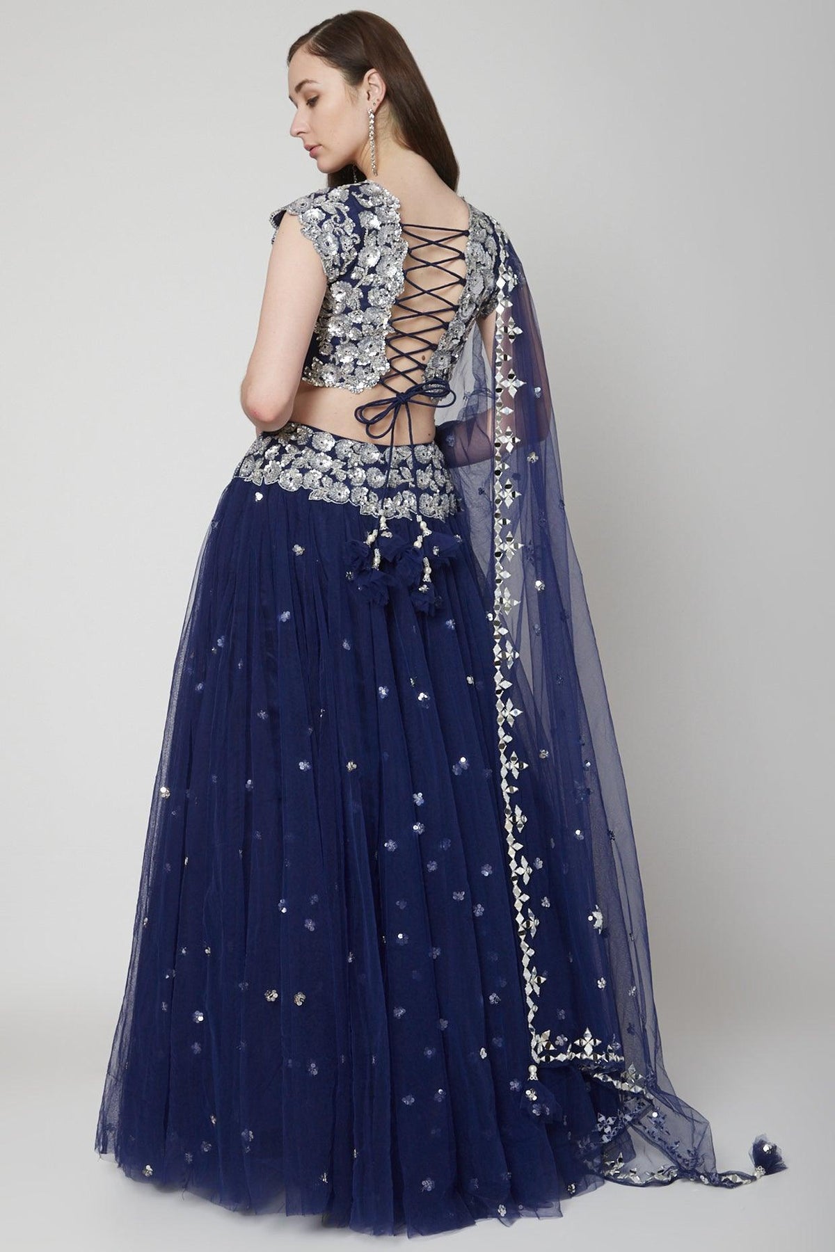 Midnight Blue Embroidered Lehenga Set - Preeti s kapoor