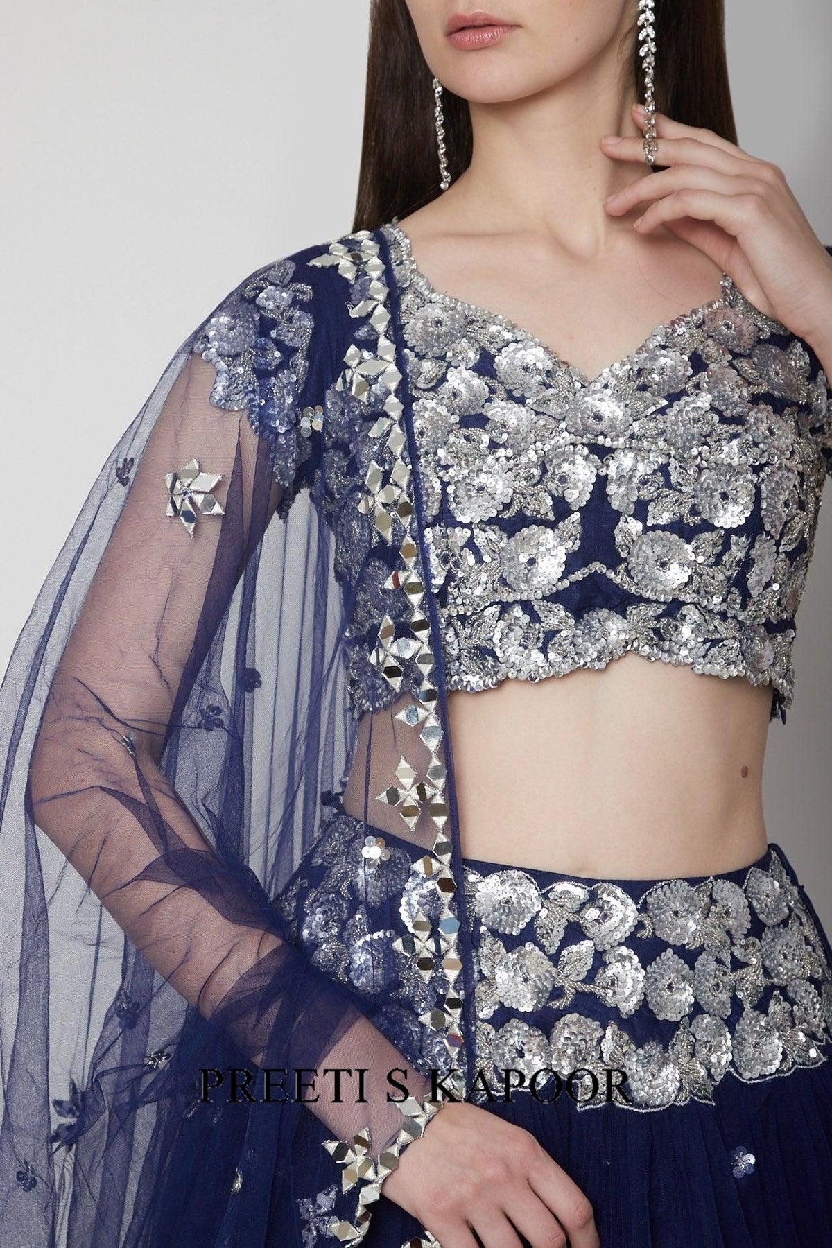 Midnight Blue Embroidered Lehenga Set - Preeti s kapoor