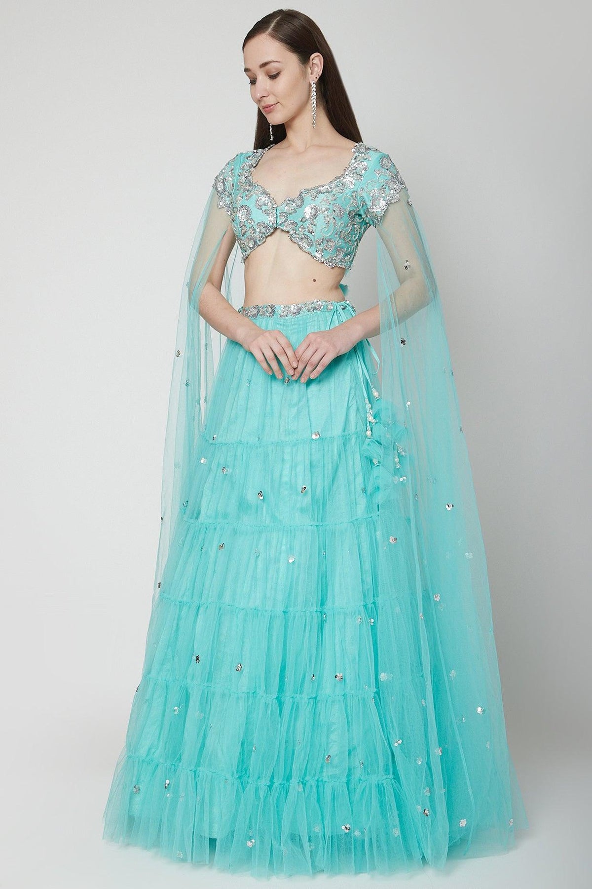 Powder Blue Embroidered Lehenga Set - Preeti s kapoor