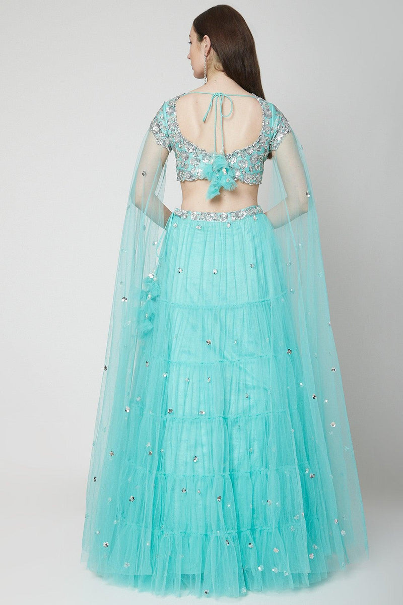 Powder Blue Embroidered Lehenga Set - Preeti s kapoor