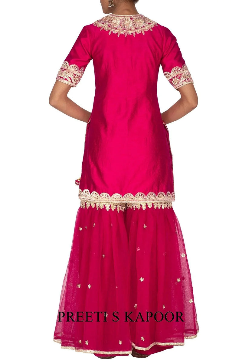 Fuchsia Embroidered Gharara Set - Preeti S Kapoor