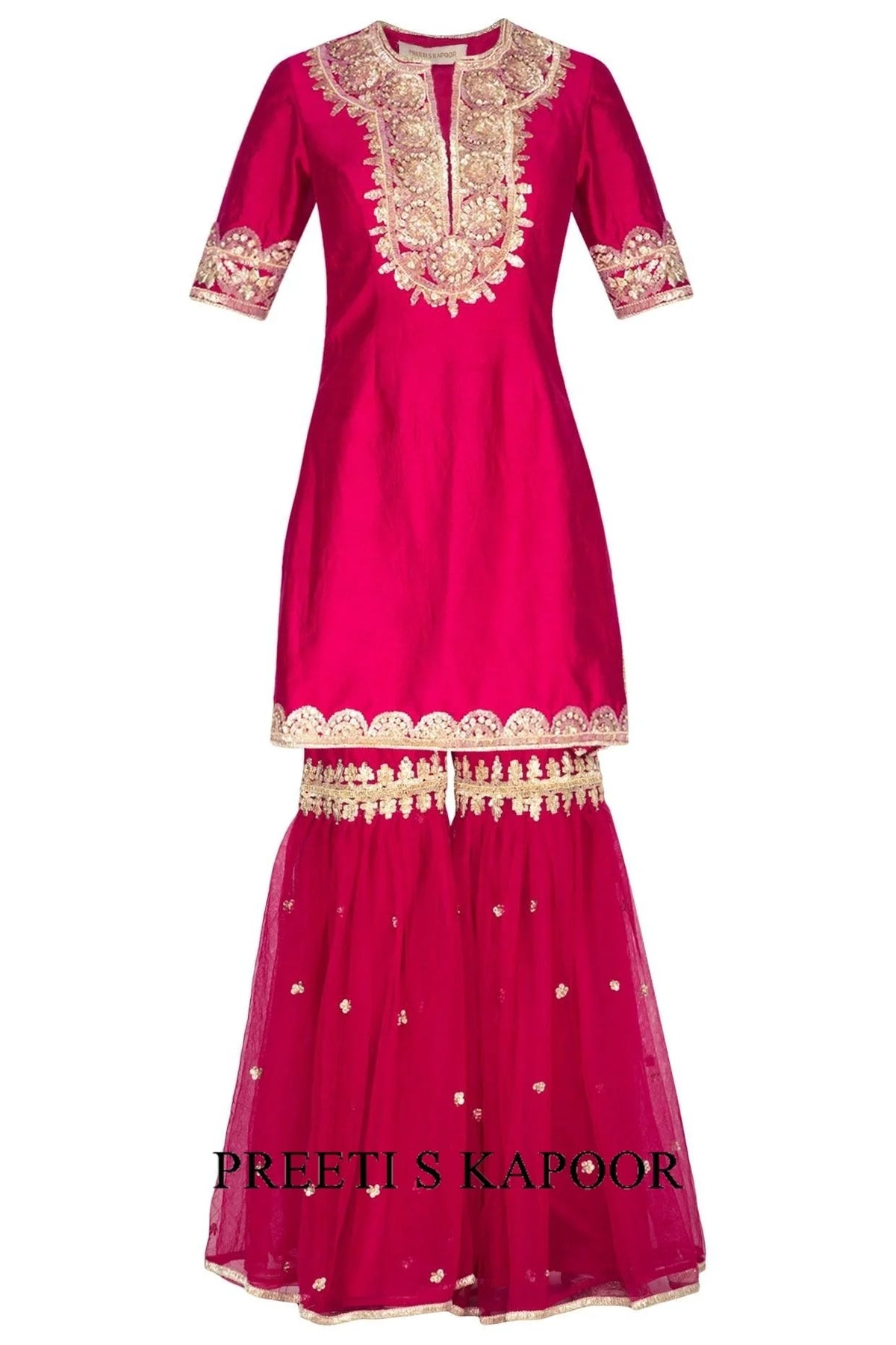 Fuchsia Embroidered Gharara Set - Preeti S Kapoor