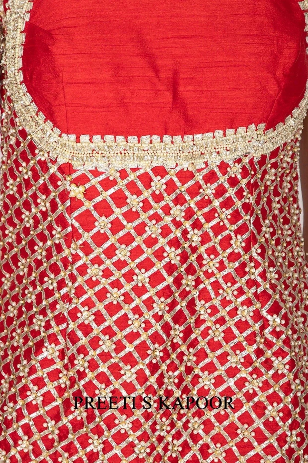 Red Short Kurta Embroidered Gharara Set - Preeti S Kapoor