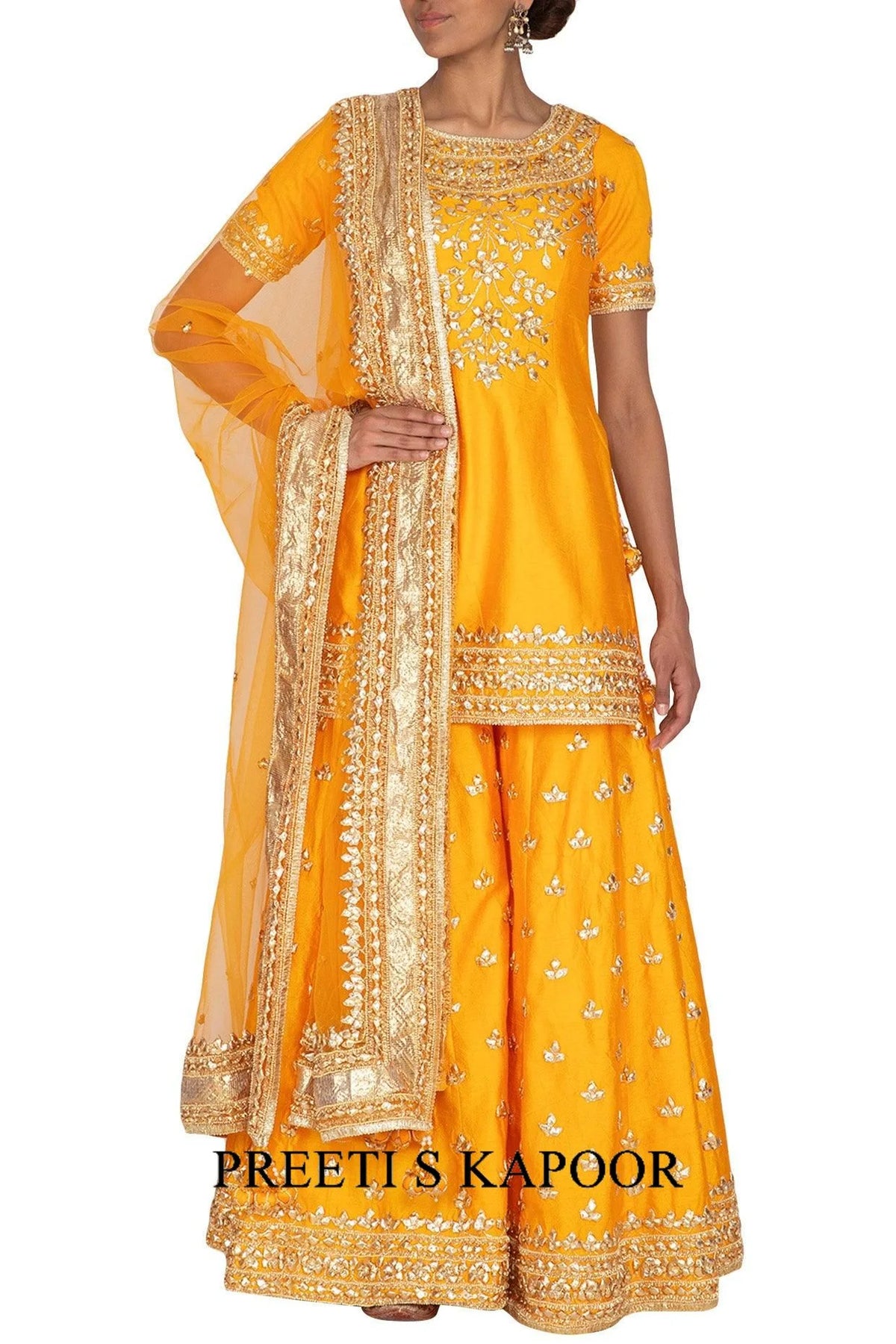 Mustard Embroidered Sharara Set - Preeti S Kapoor