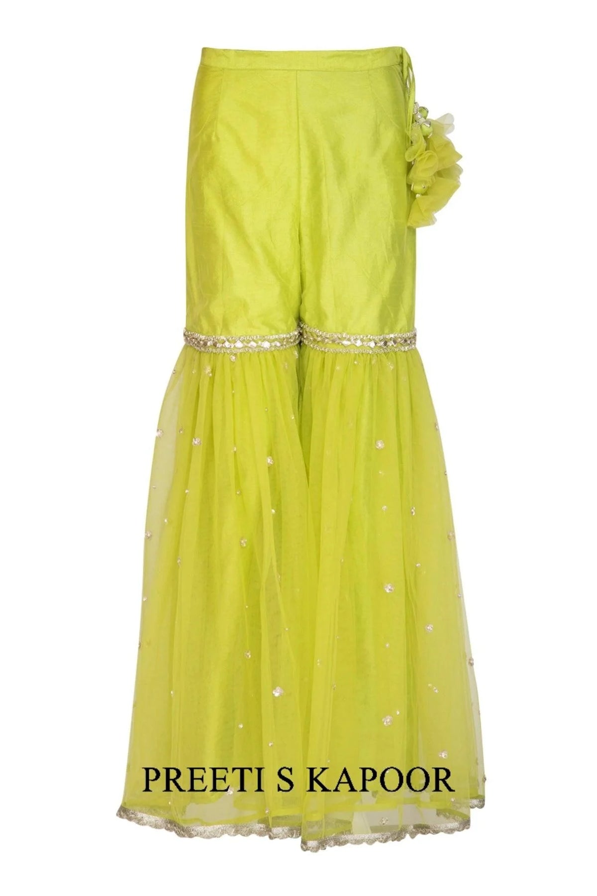Lime Green Embroidered Gharara Set - Preeti S Kapoor