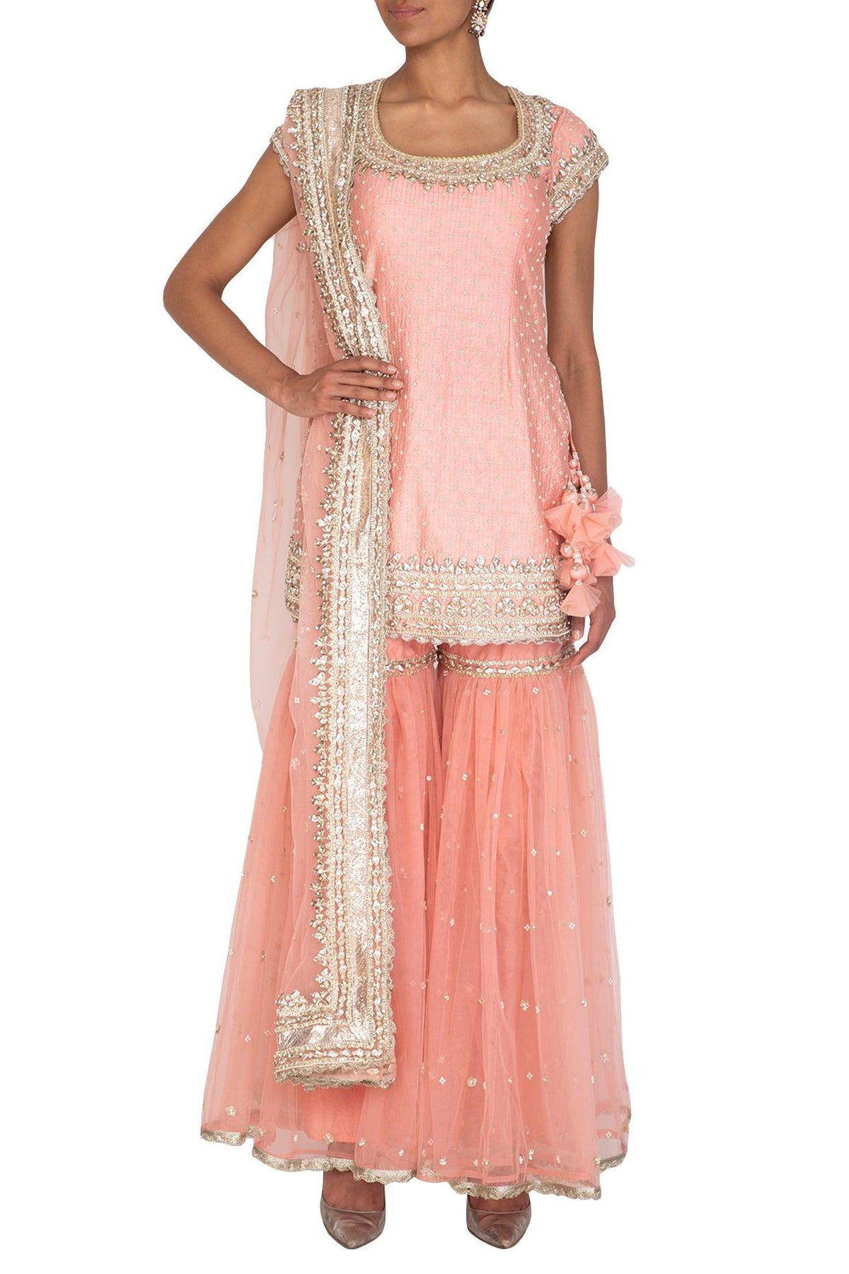 Pink Embroidered Gharara Set - Preeti s kapoor