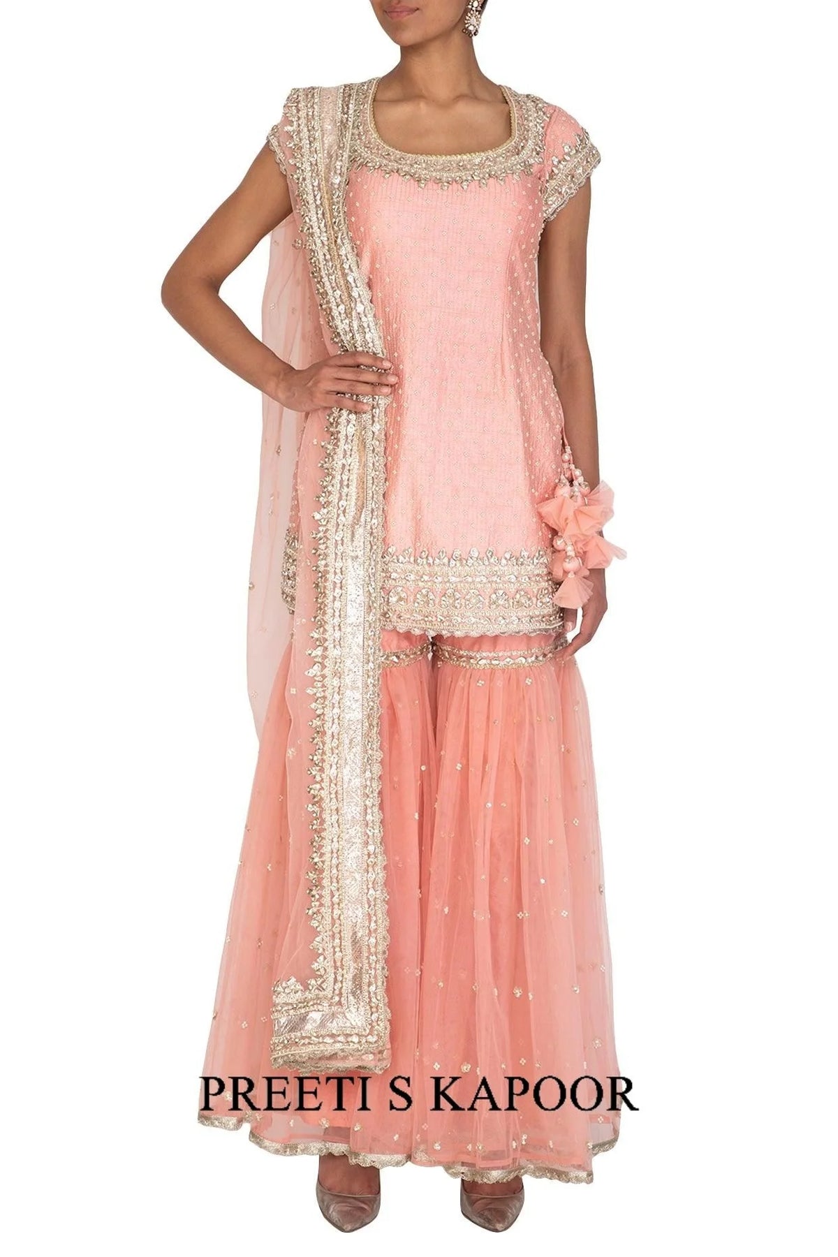 Pink Embroidered Gharara Set - Preeti S Kapoor