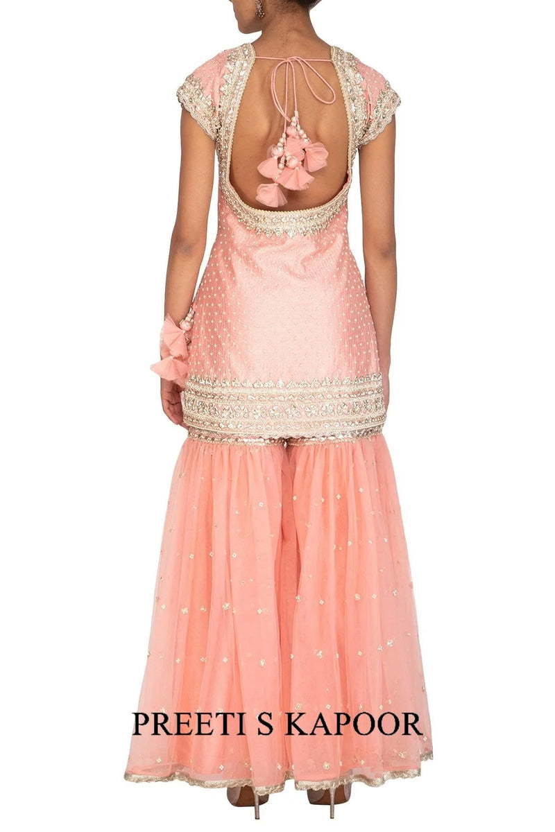 Pink Embroidered Gharara Set - Preeti S Kapoor