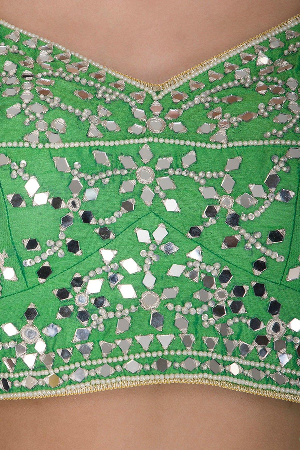 Green Mirror Embroidered Lehenga Set - Preeti s kapoor