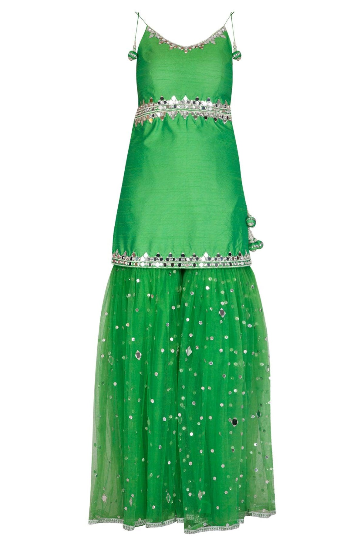 Green Embroidered Gharara Set - Preeti s kapoor