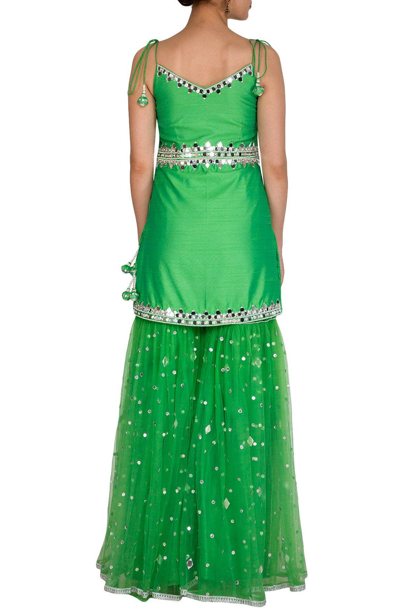 Green Embroidered Gharara Set - Preeti s kapoor