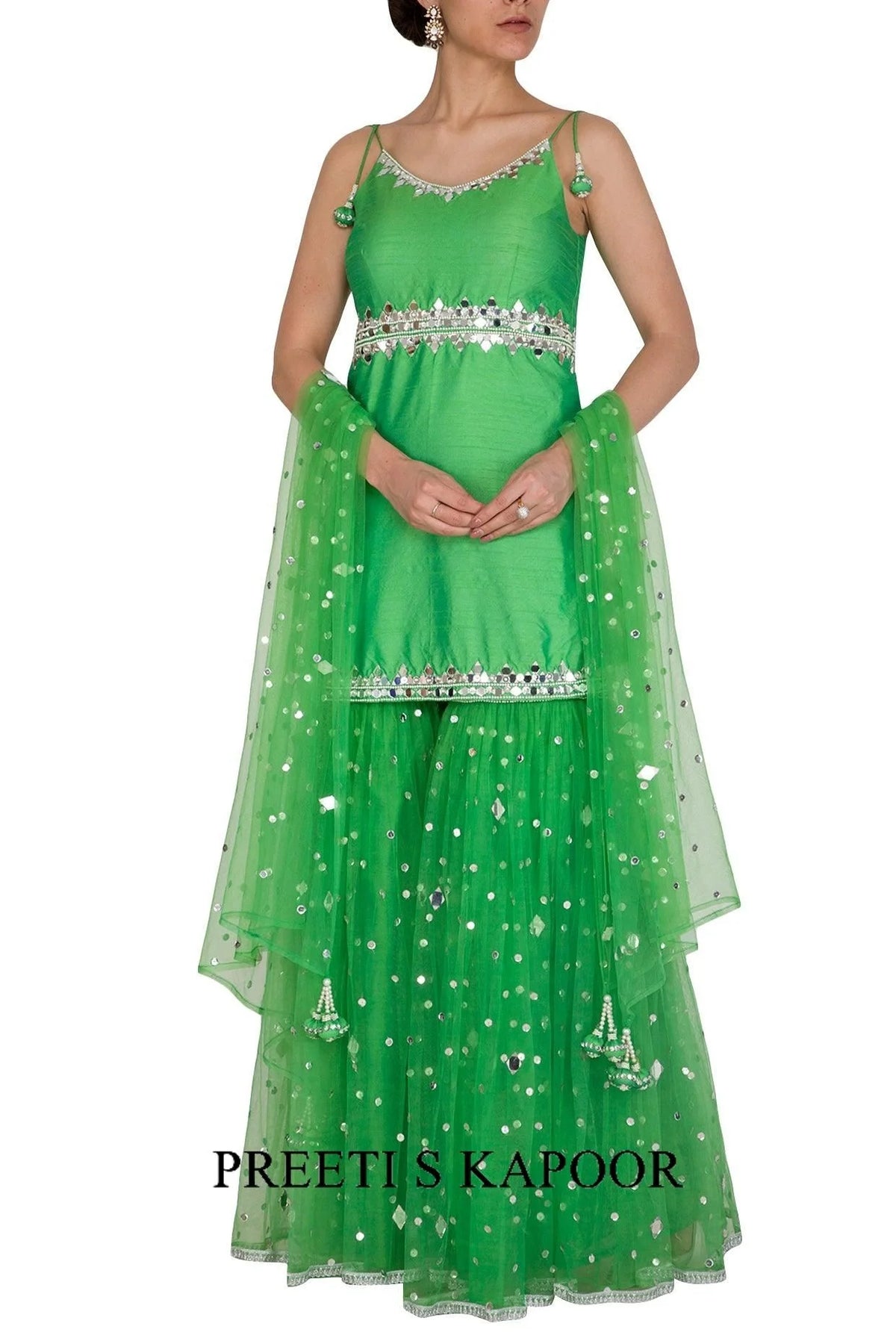 Green Embroidered Gharara Set - Preeti S Kapoor